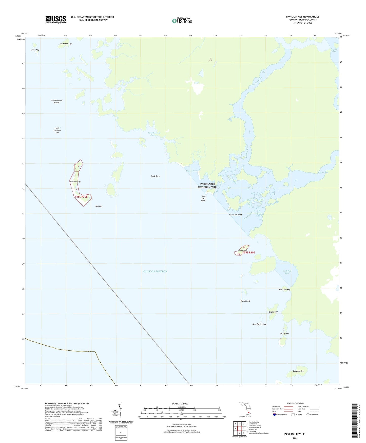 Pavilion Key Florida US Topo Map Image