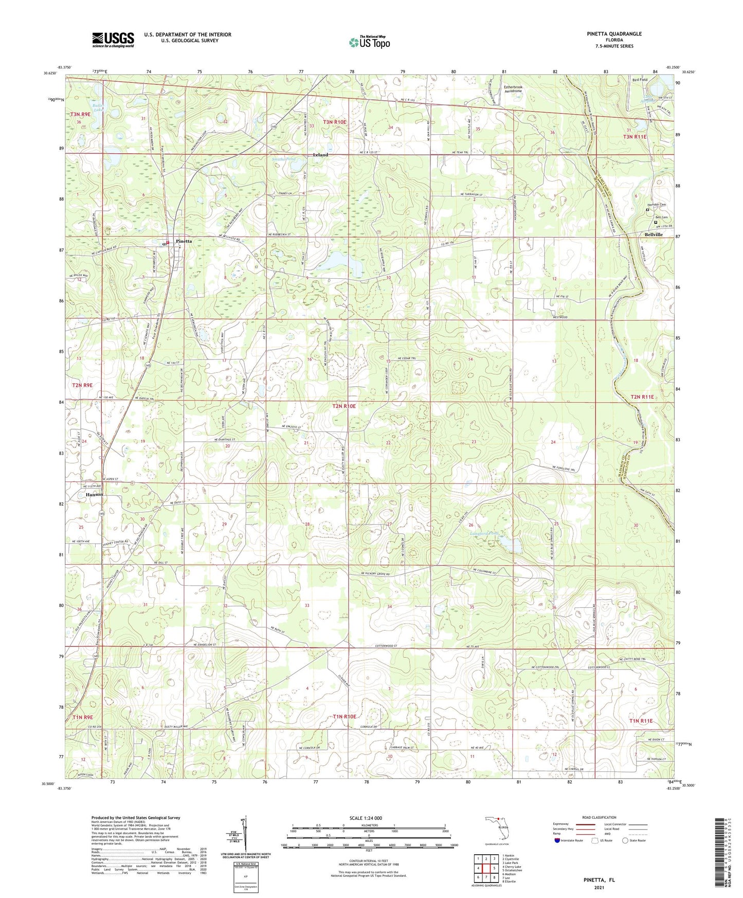 Pinetta Florida US Topo Map Image