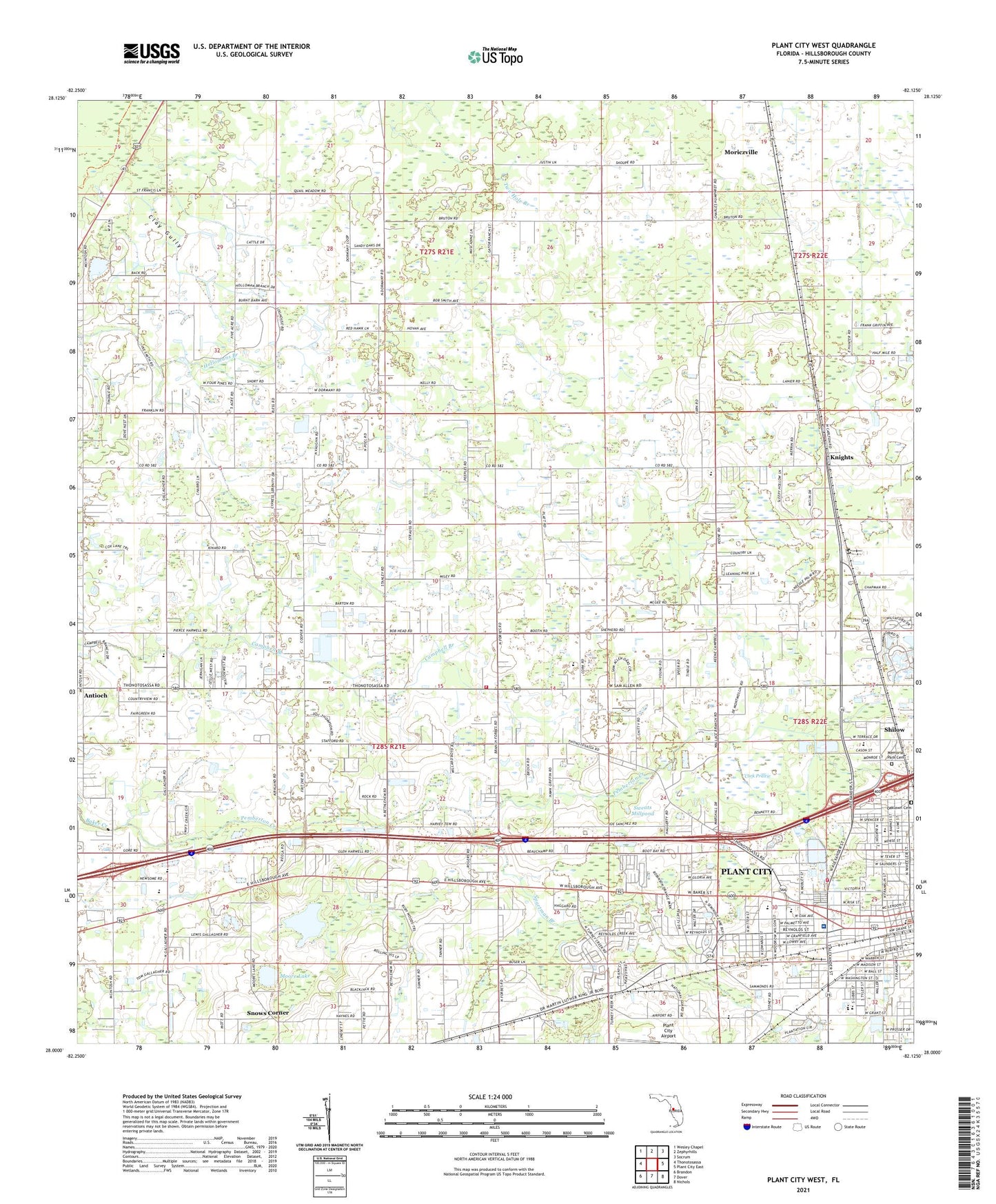 Plant City West Florida US Topo Map Image