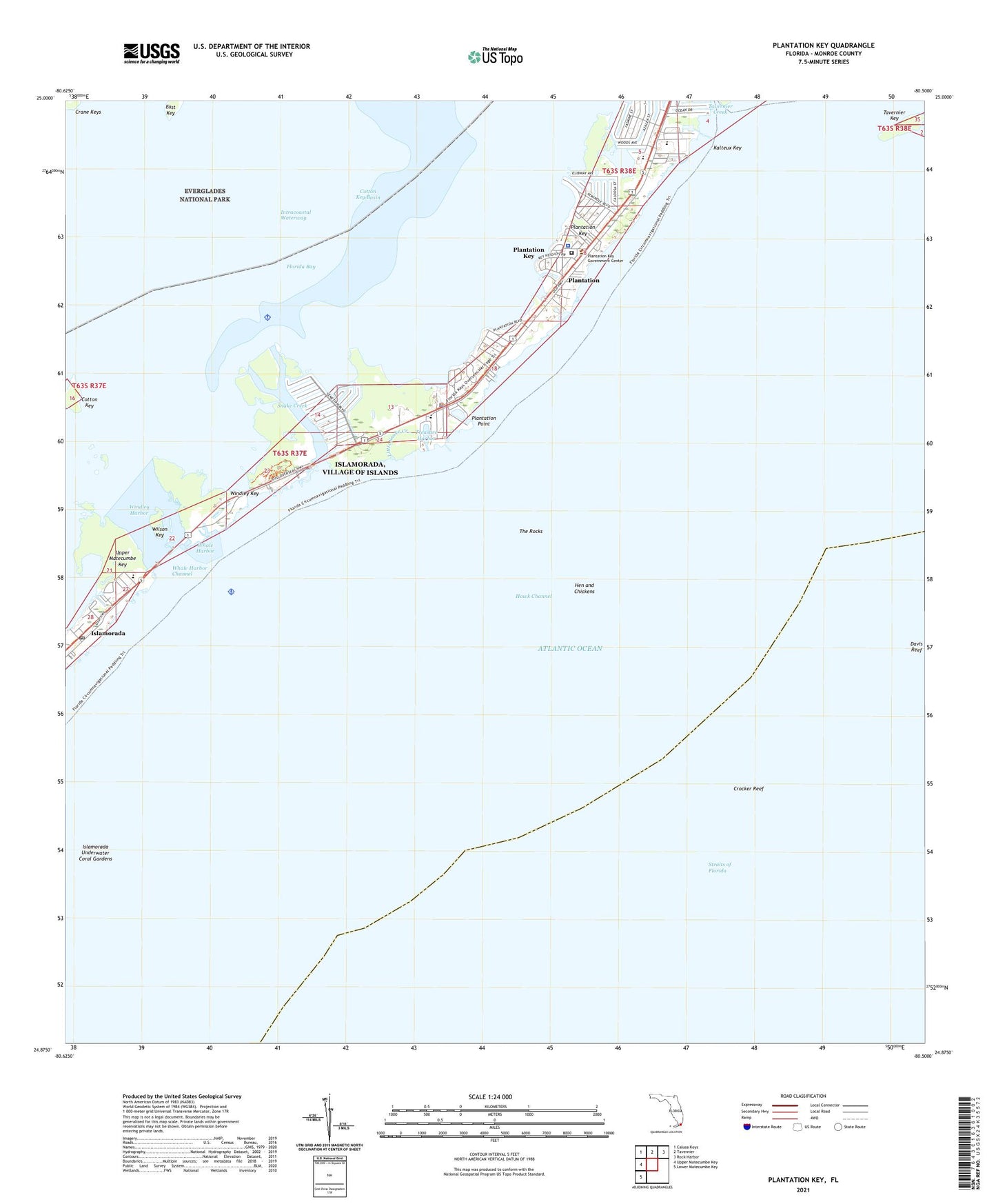 Plantation Key Florida US Topo Map Image