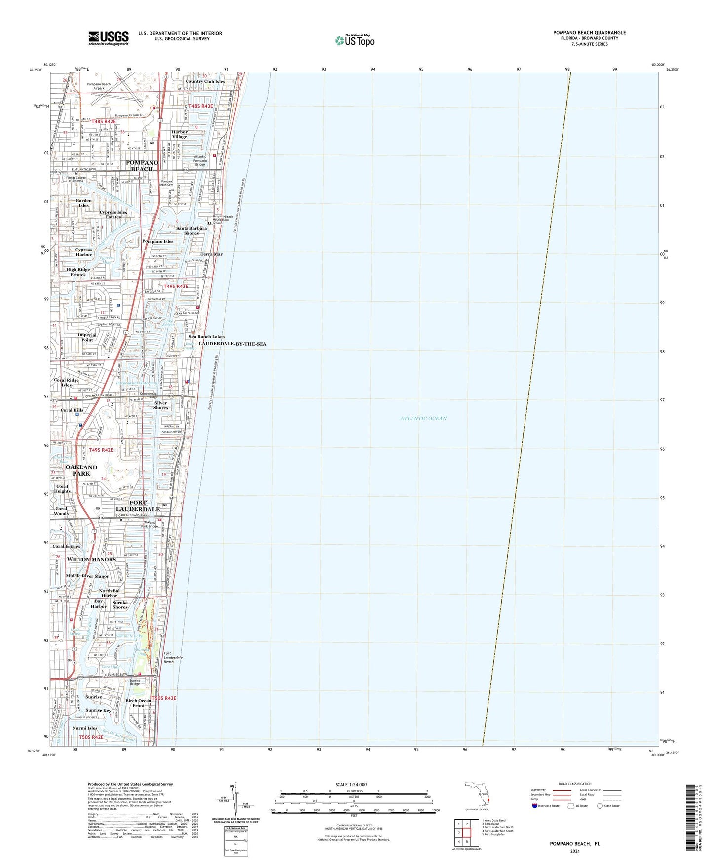 Pompano Beach Florida US Topo Map Image