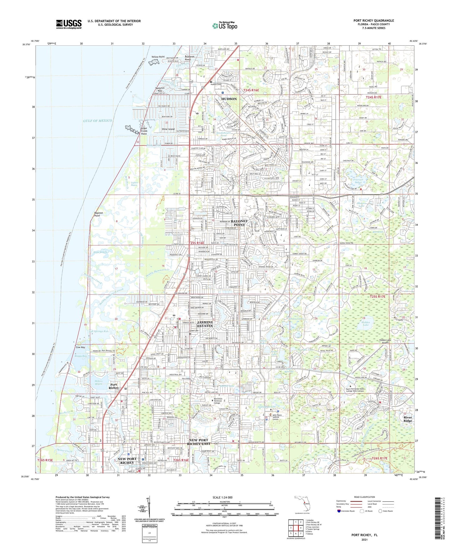 Port Richey Florida US Topo Map Image
