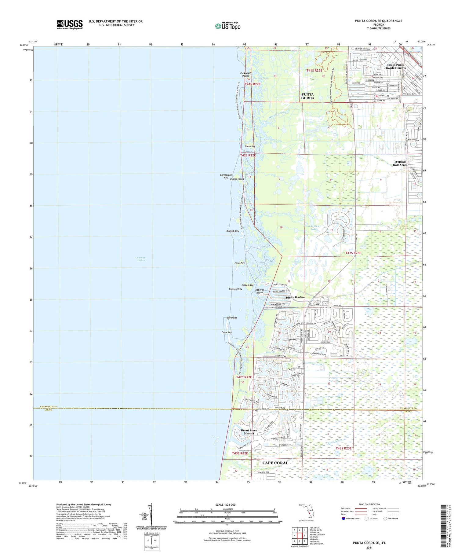 Punta Gorda SE Florida US Topo Map Image