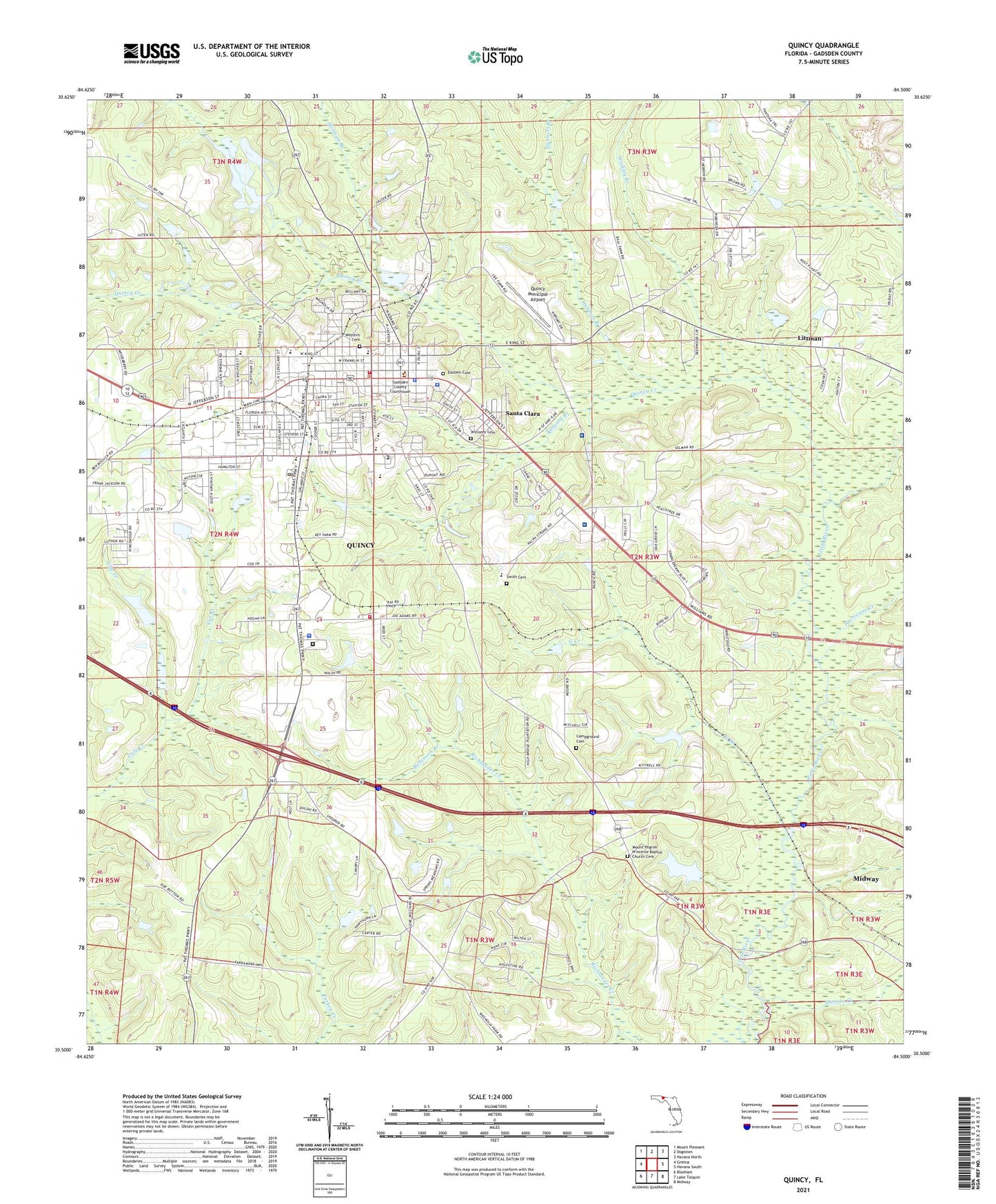 Quincy Florida US Topo Map Image