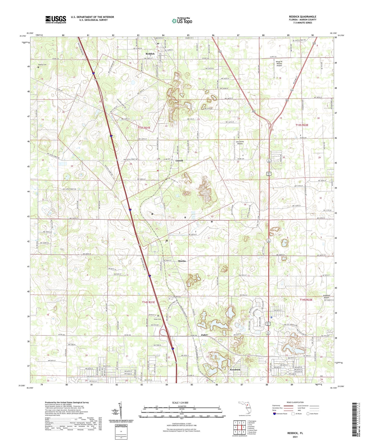 Reddick Florida US Topo Map Image
