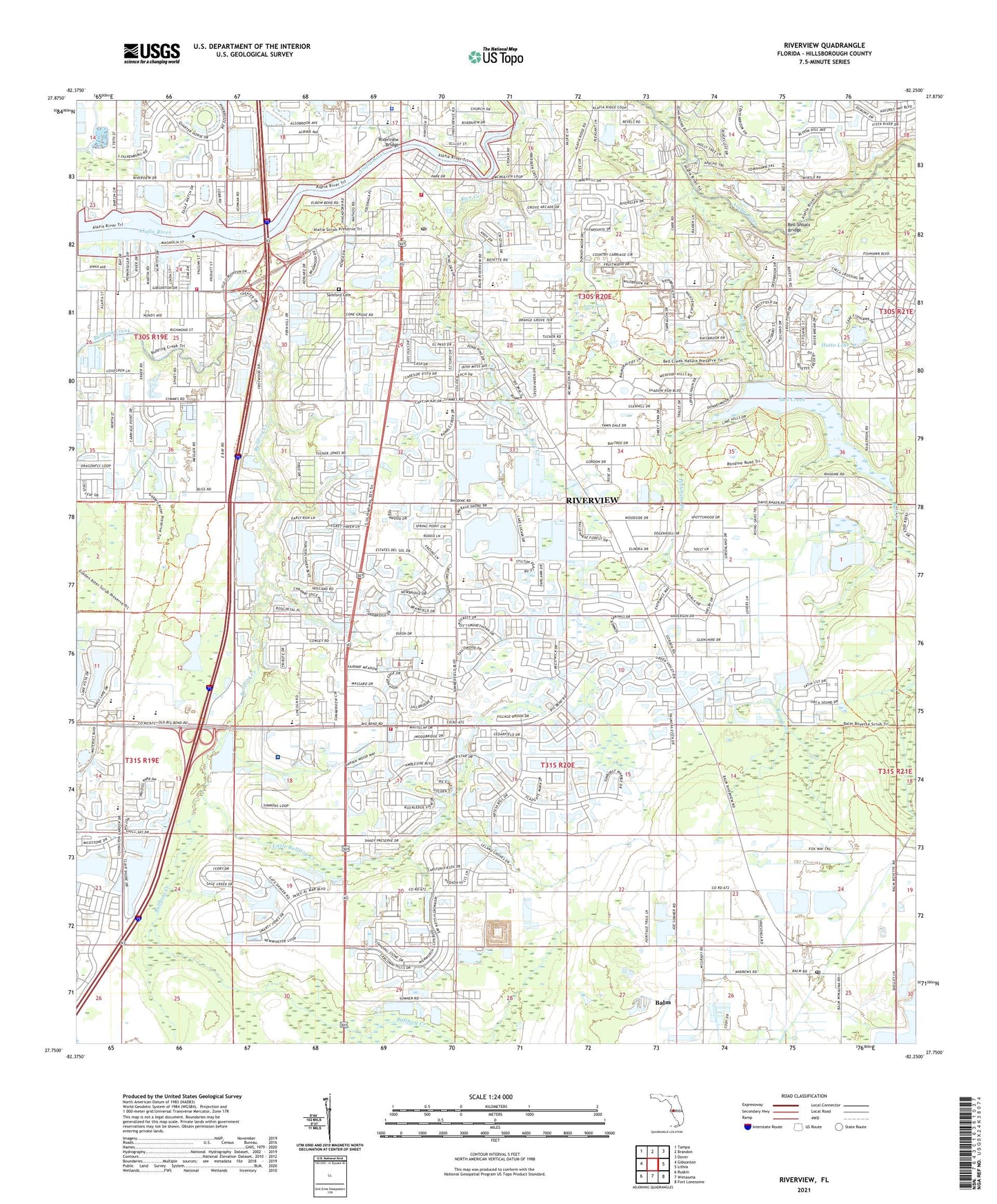 Riverview Florida US Topo Map Image