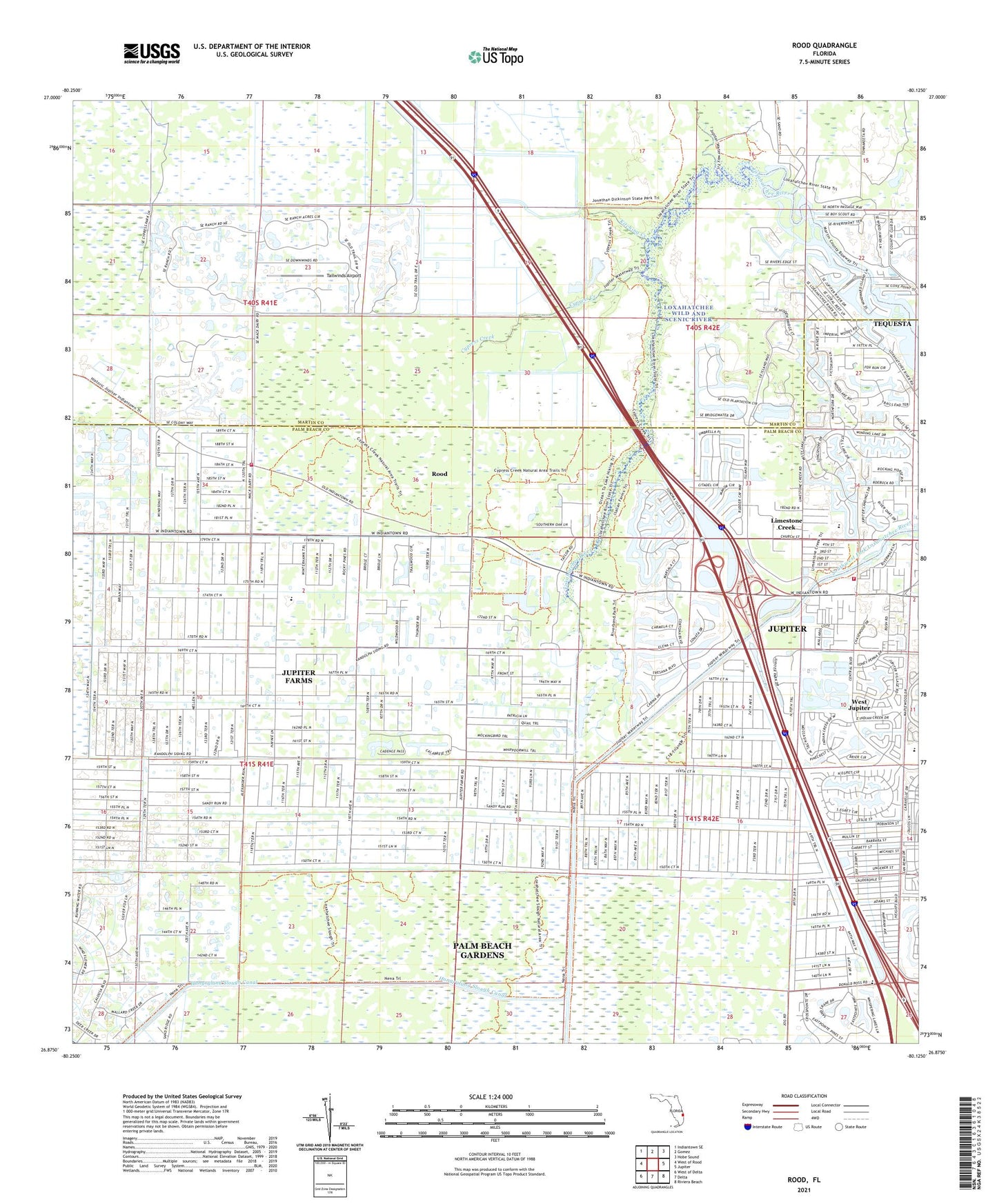 Rood Florida US Topo Map Image