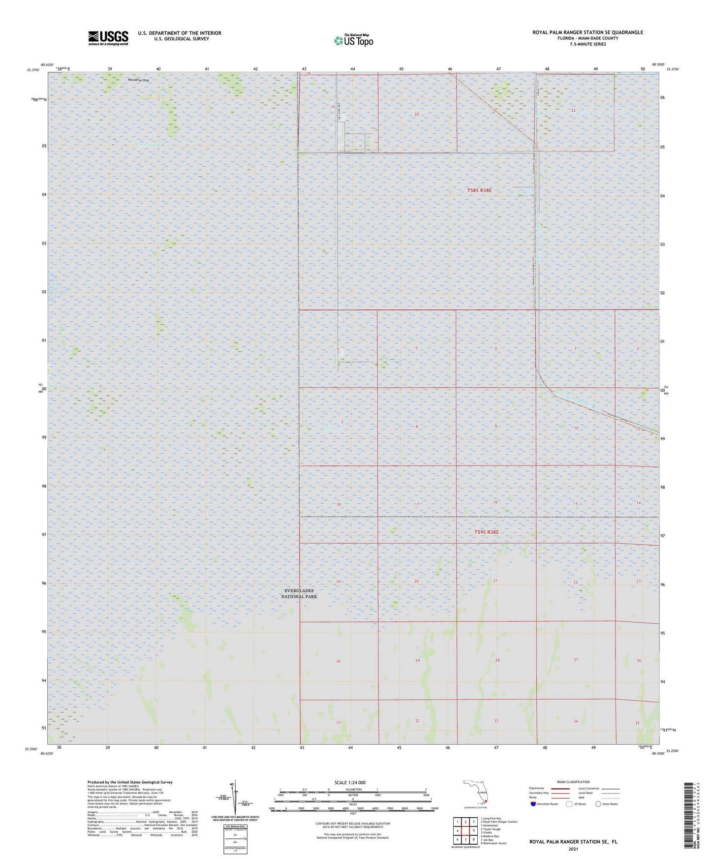 Royal Palm Ranger Station SE Florida US Topo Map Image