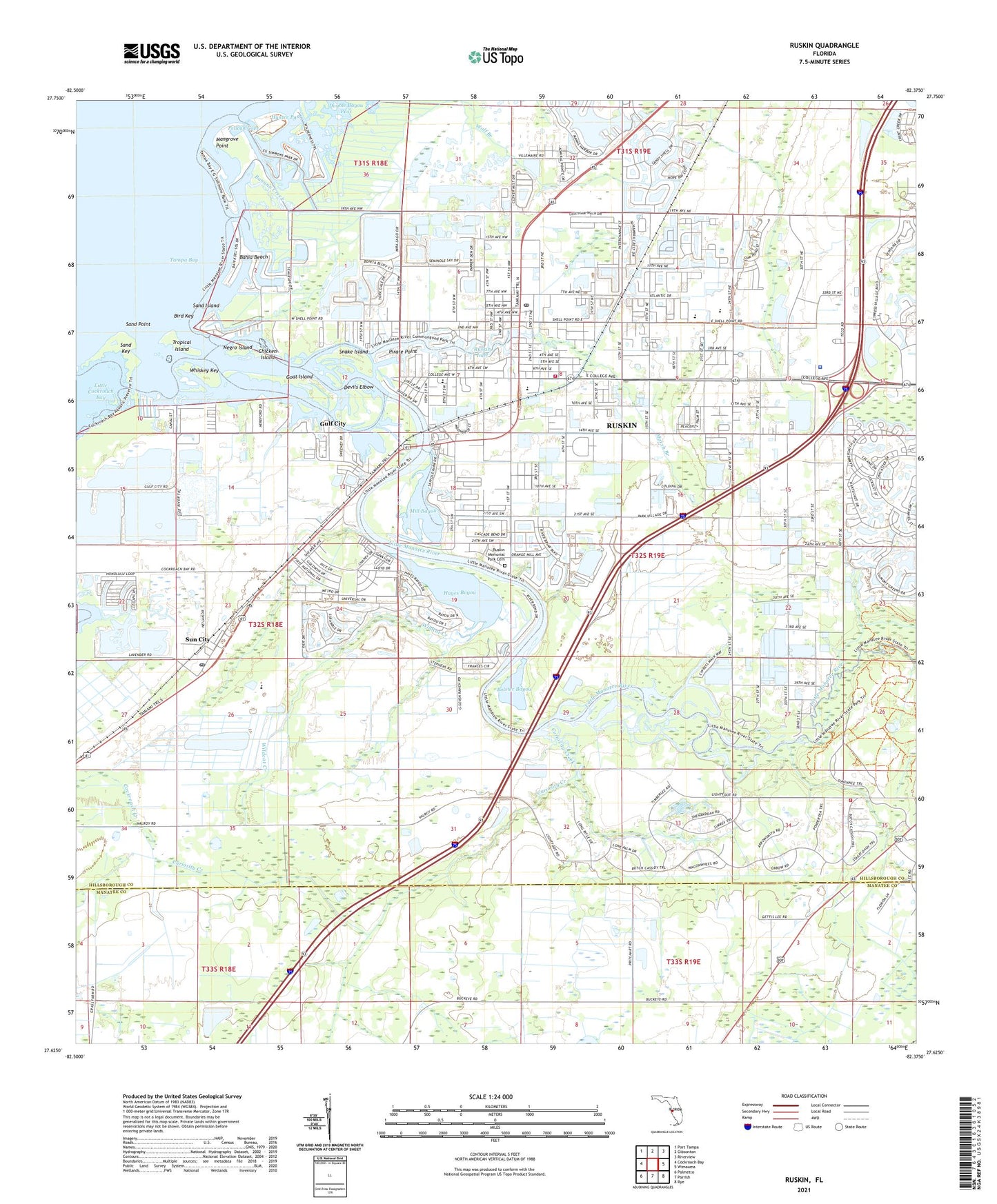 Ruskin Florida US Topo Map Image