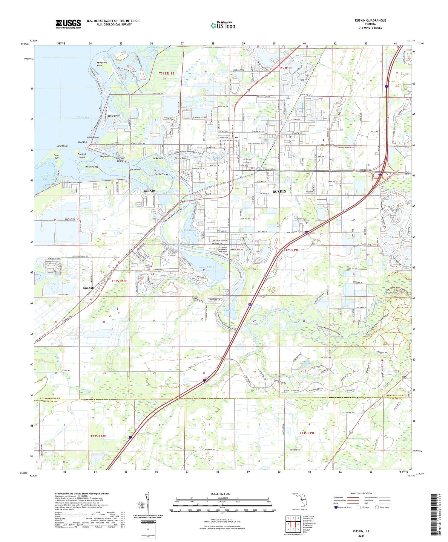 Ruskin Florida US Topo Map Image