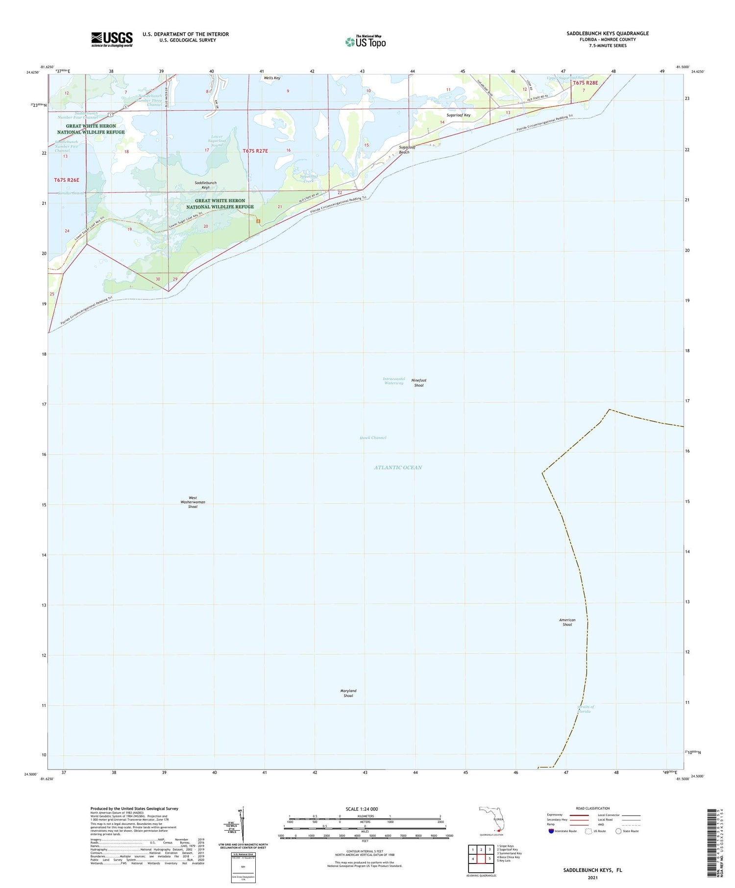 Saddlebunch Keys Florida US Topo Map Image