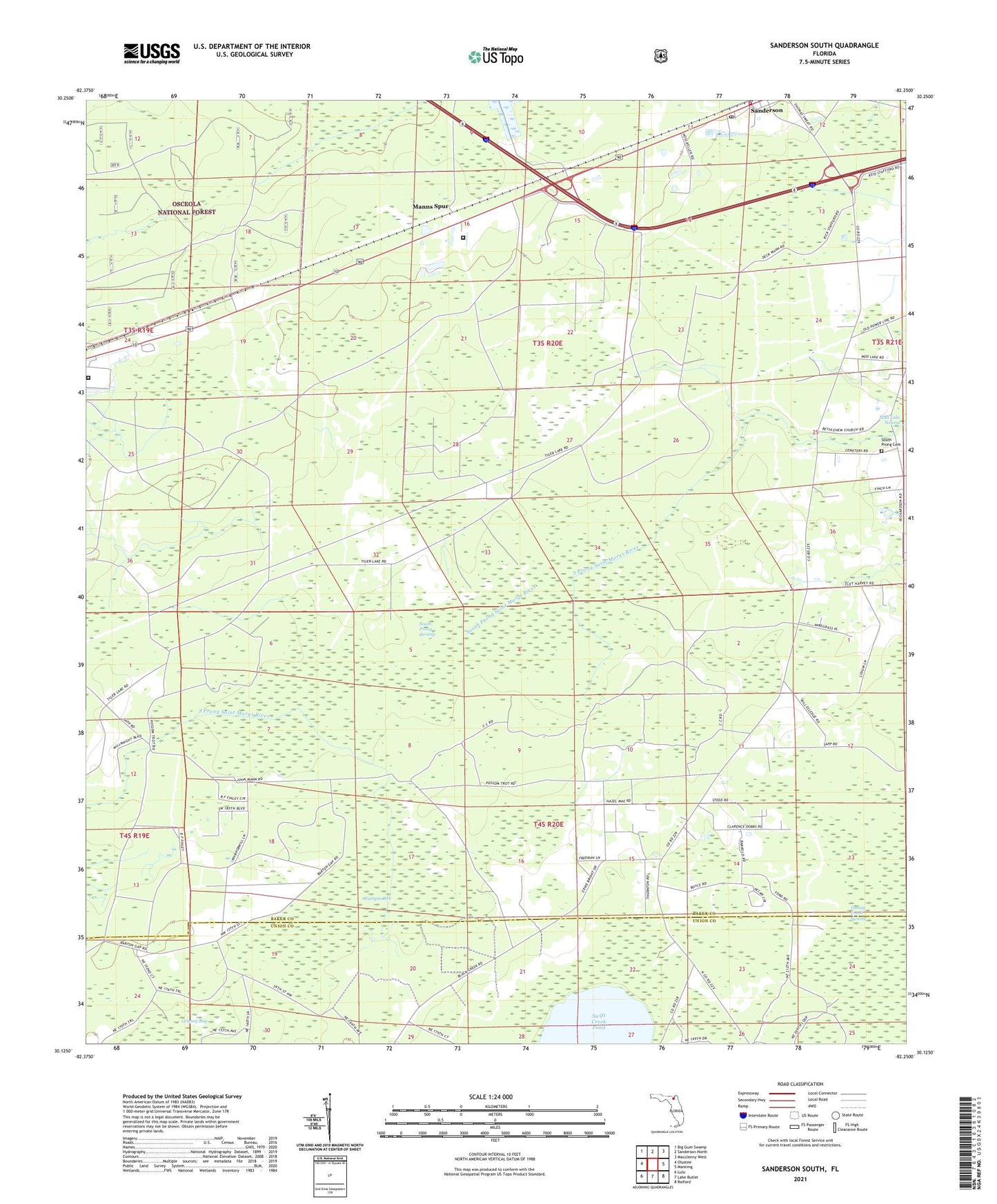 Sanderson South Florida US Topo Map Image
