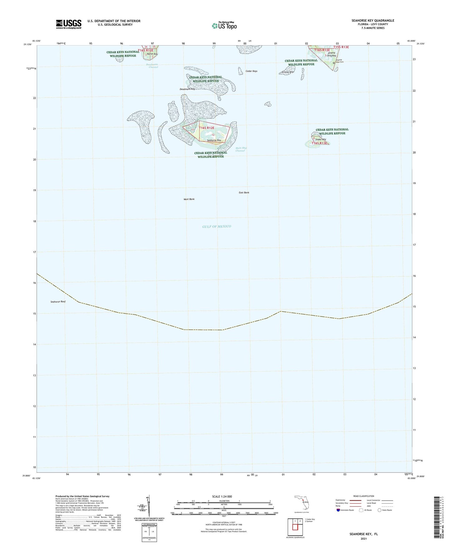 Seahorse Key Florida US Topo Map Image