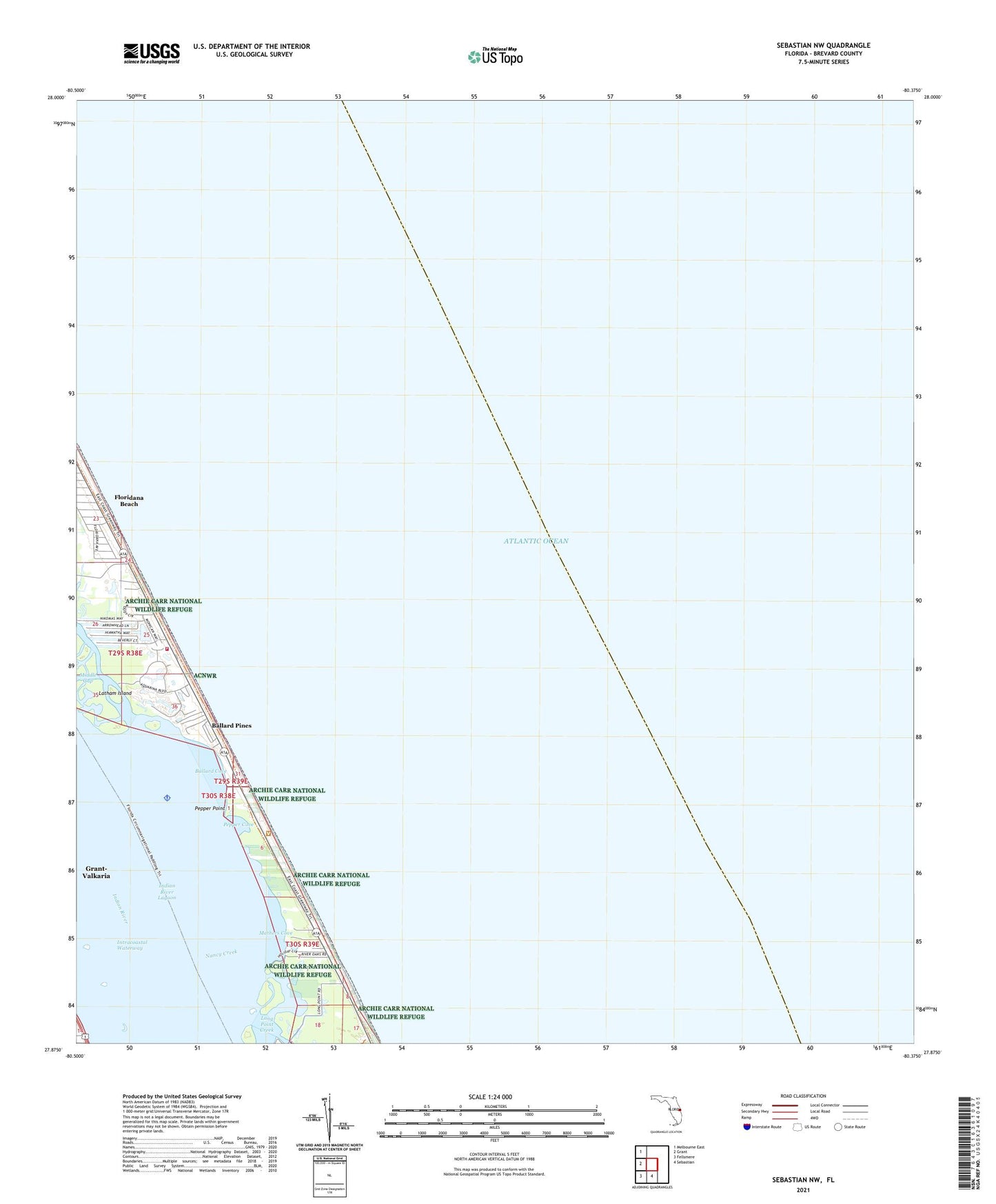 Sebastian NW Florida US Topo Map Image