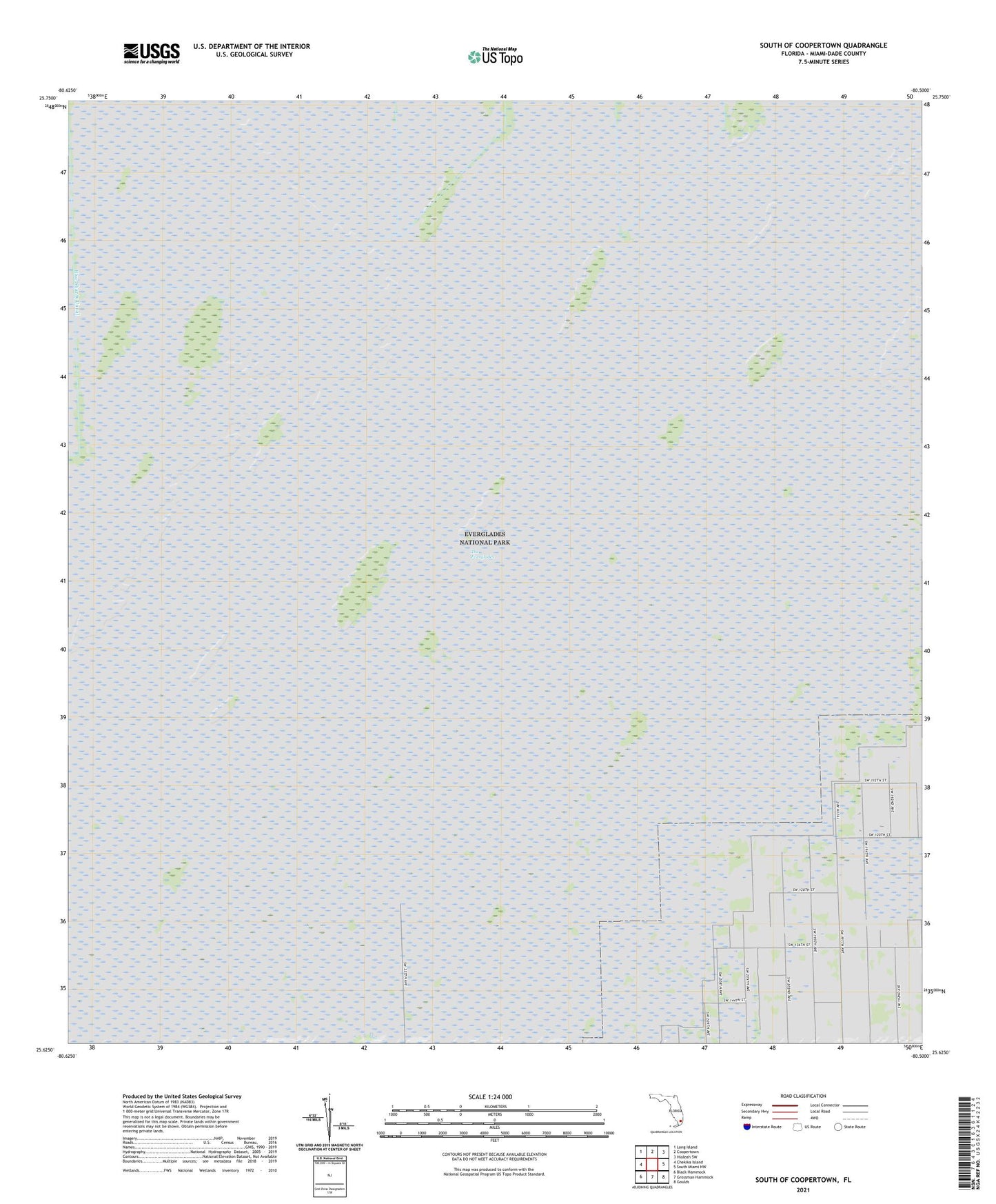 South of Coopertown Florida US Topo Map Image
