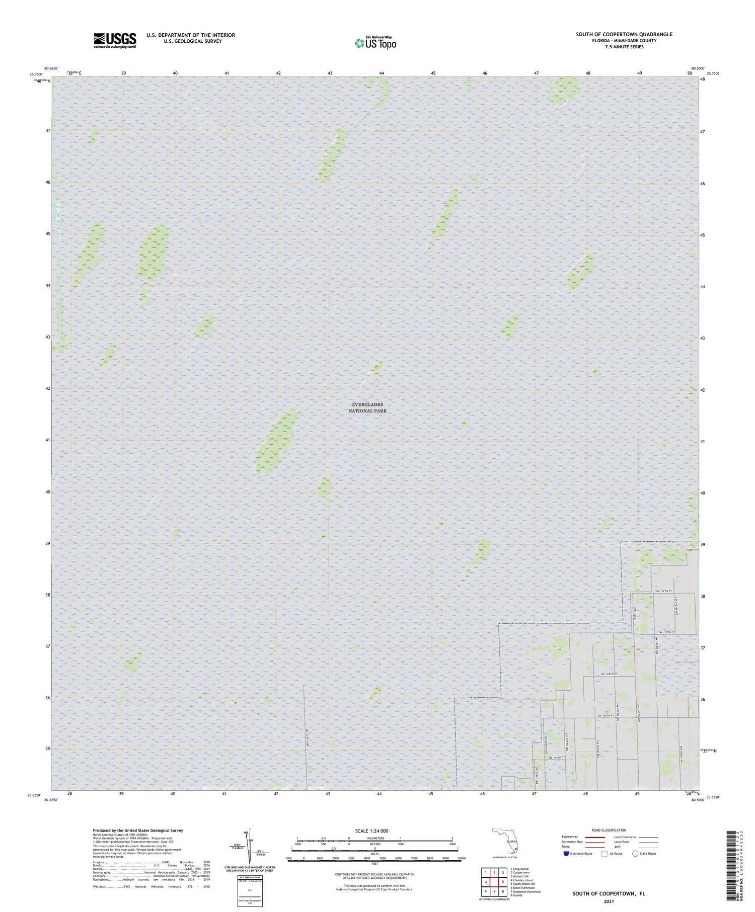 South of Coopertown Florida US Topo Map Image