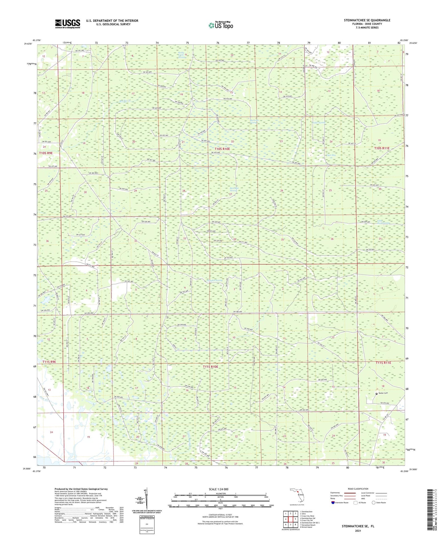 Steinhatchee SE Florida US Topo Map Image