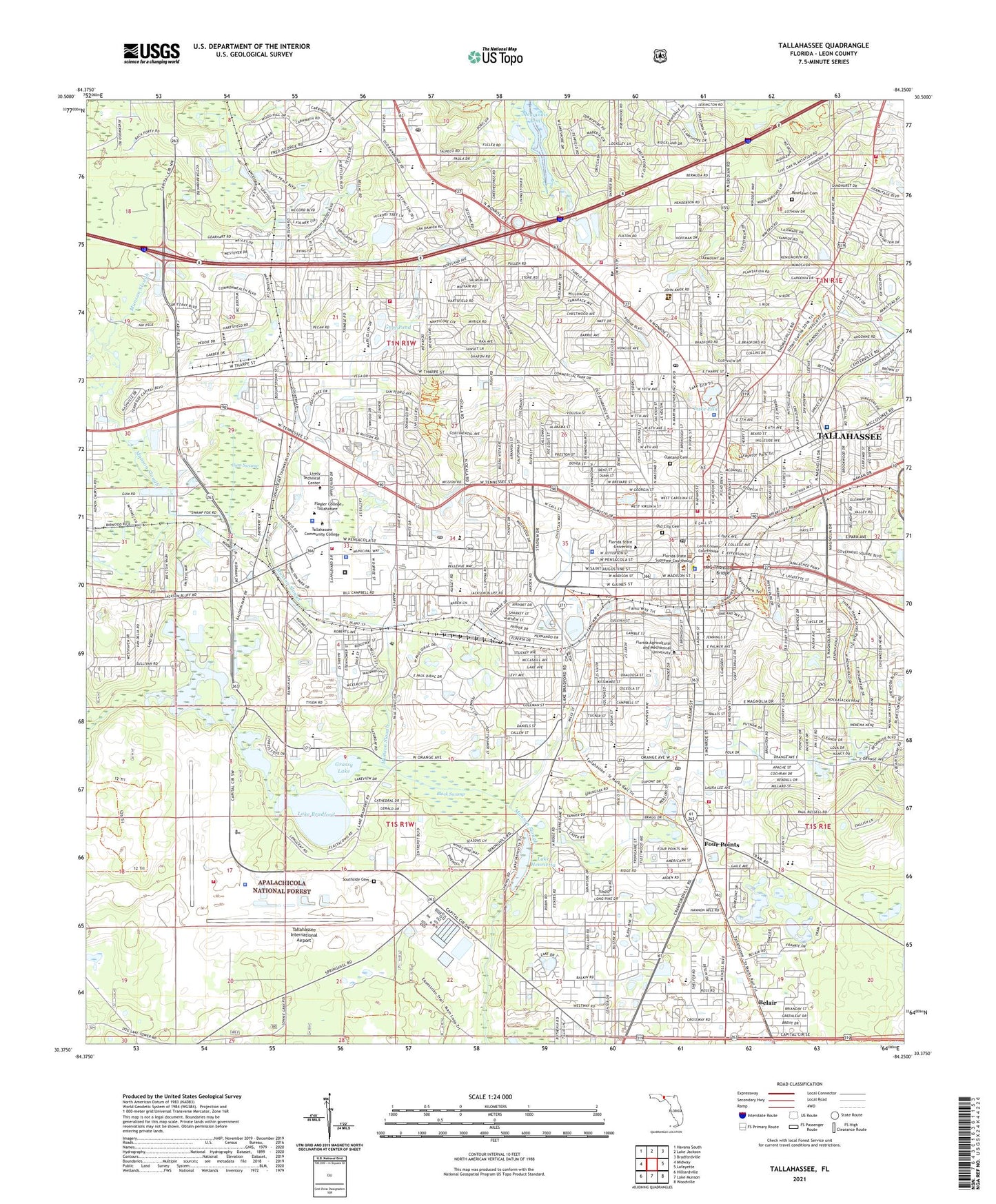 Tallahassee Florida US Topo Map Image