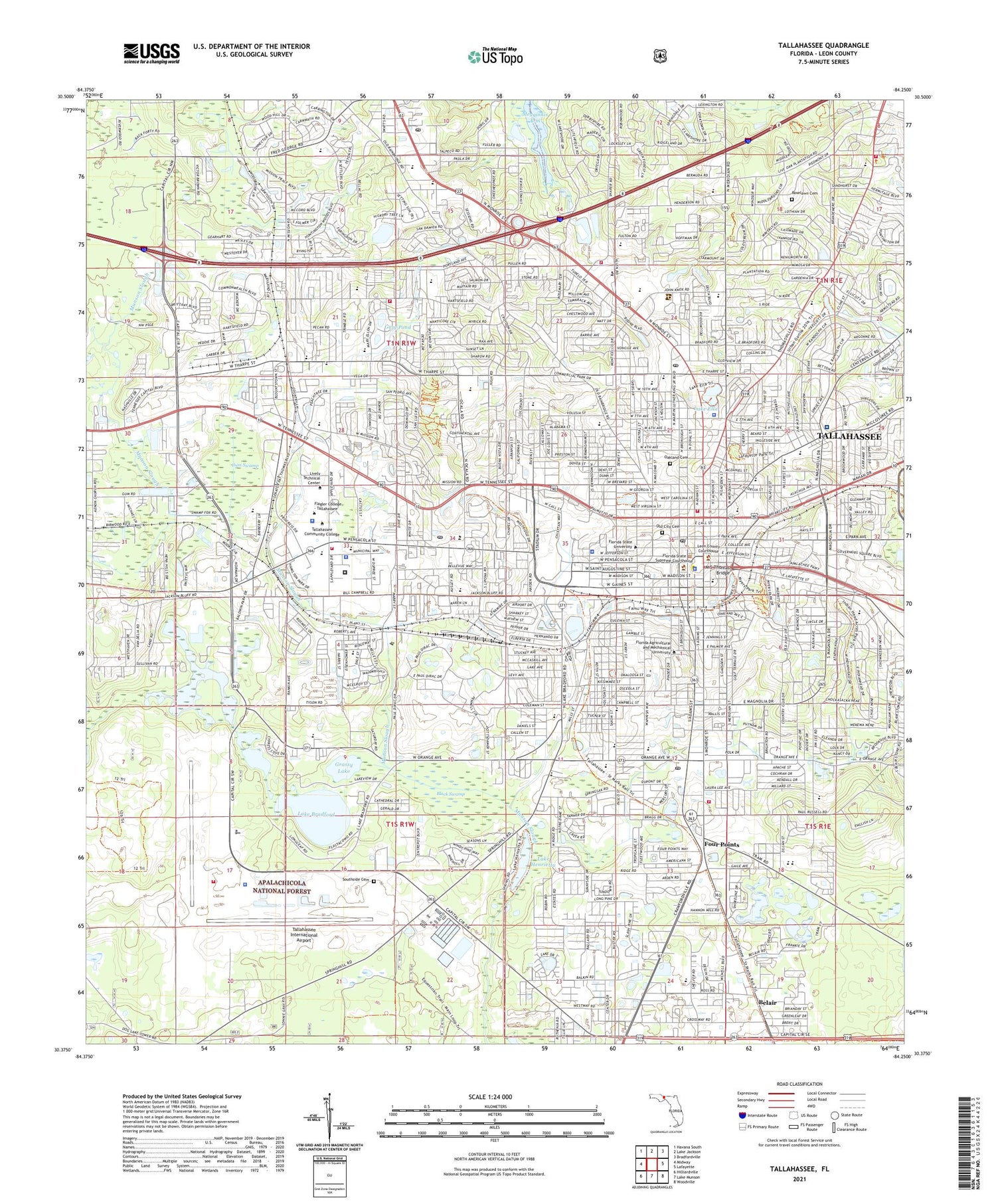 Tallahassee Florida US Topo Map Image