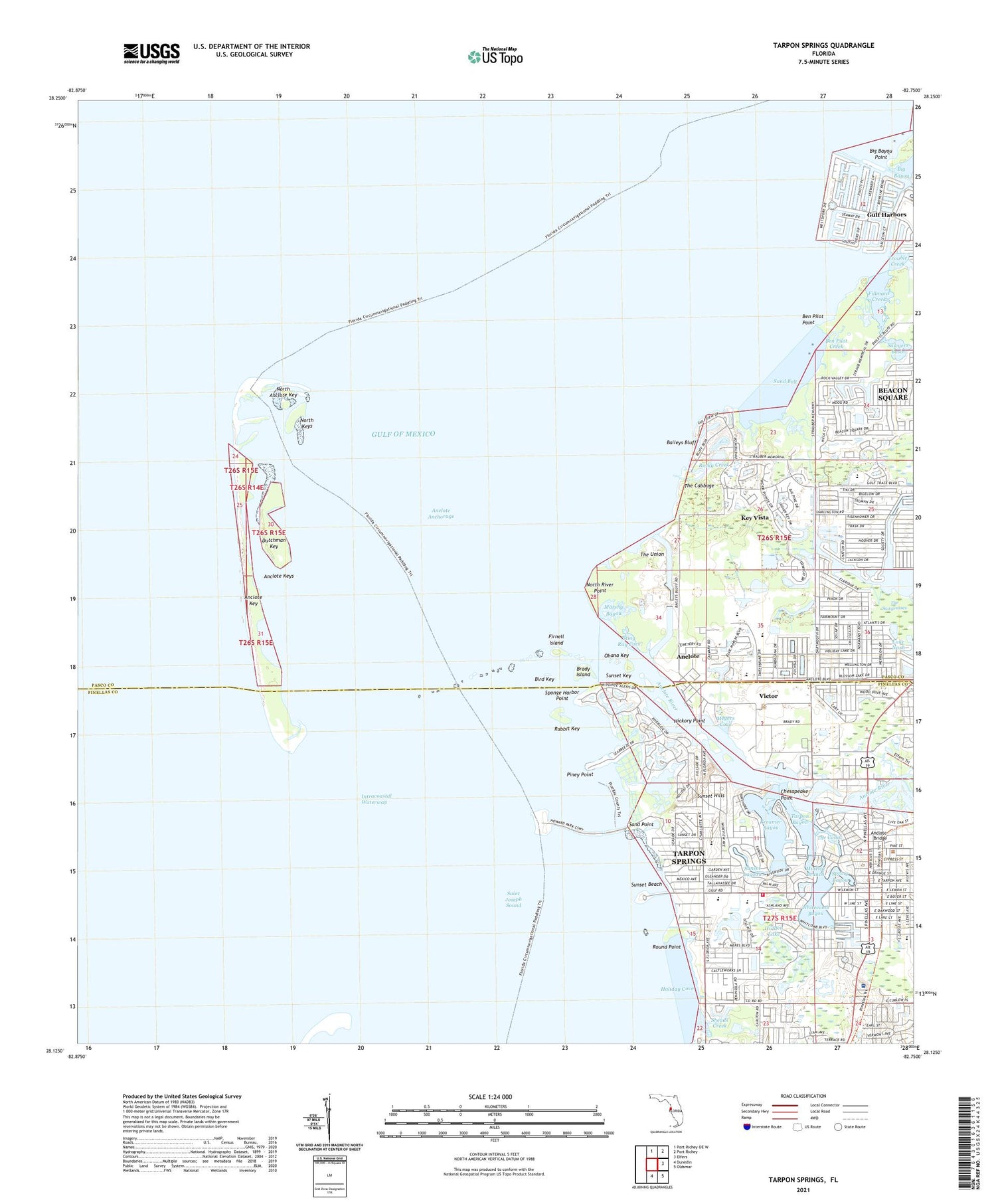 Tarpon Springs Florida US Topo Map Image