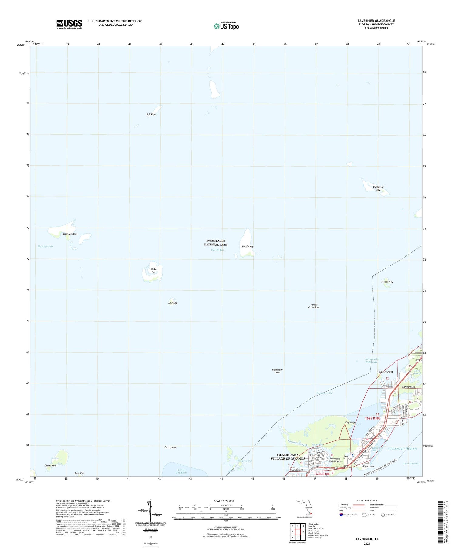 Tavernier Florida US Topo Map Image