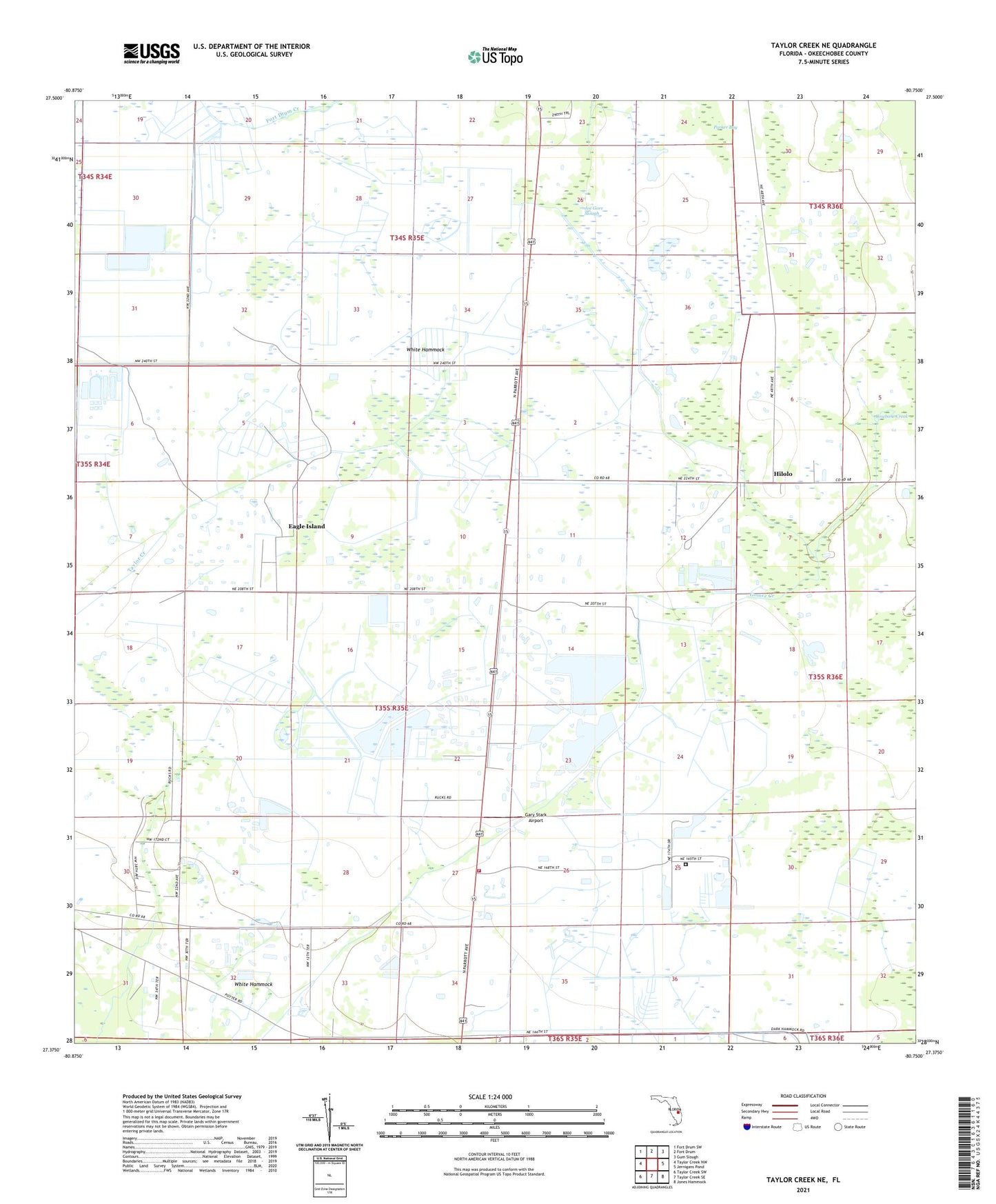 Taylor Creek NE Florida US Topo Map Image