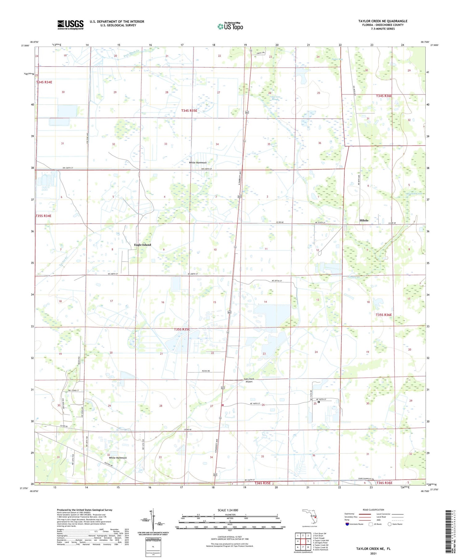 Taylor Creek NE Florida US Topo Map Image