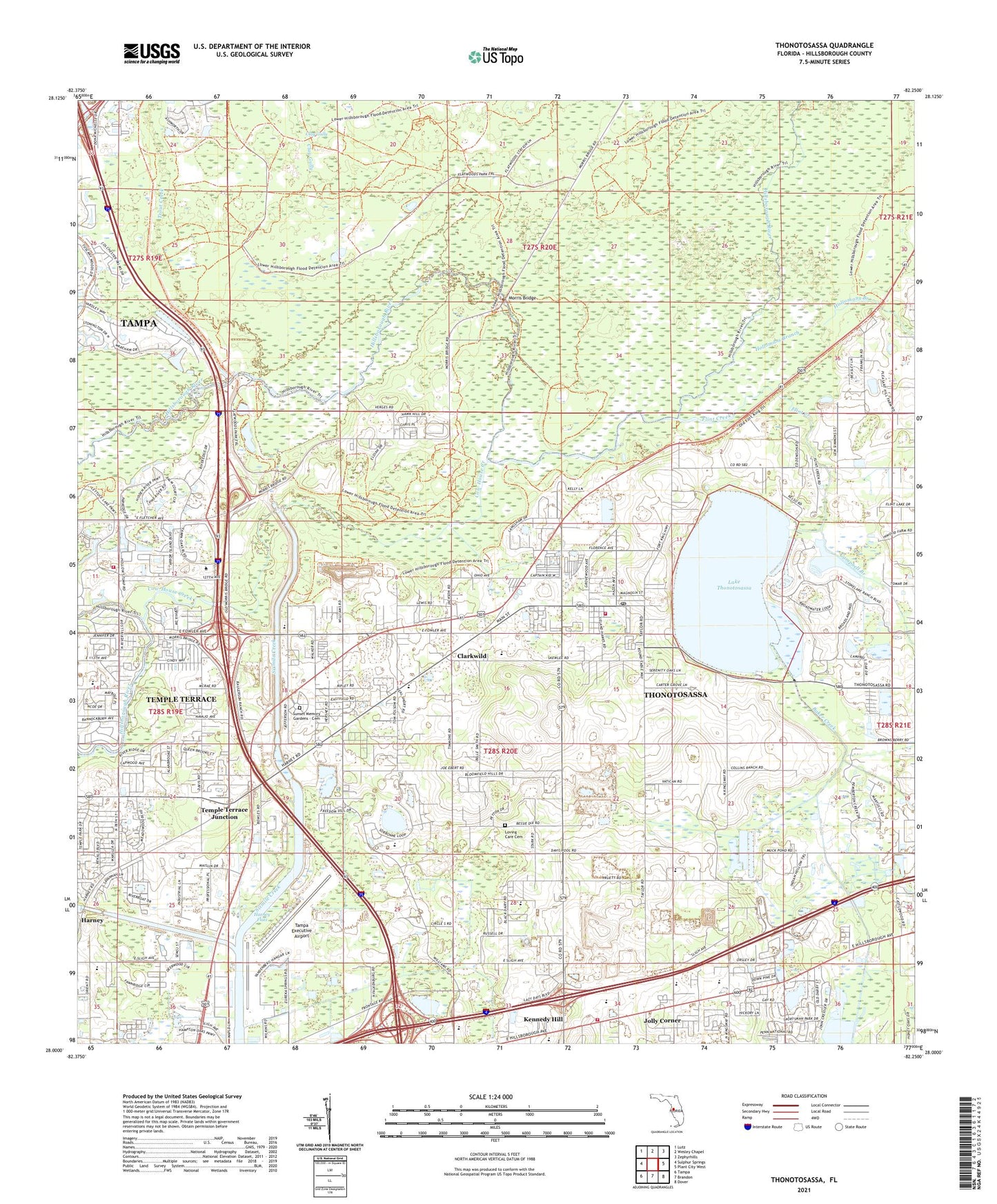 Thonotosassa Florida US Topo Map Image