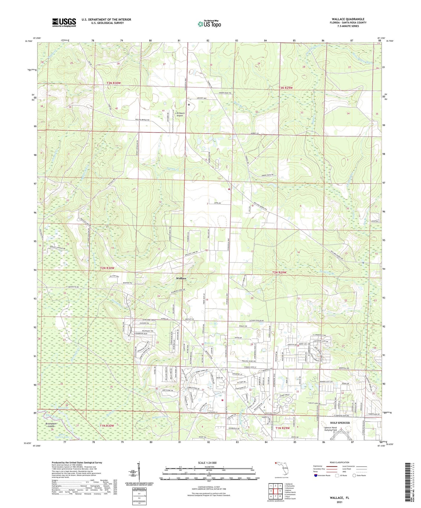 Wallace Florida US Topo Map Image