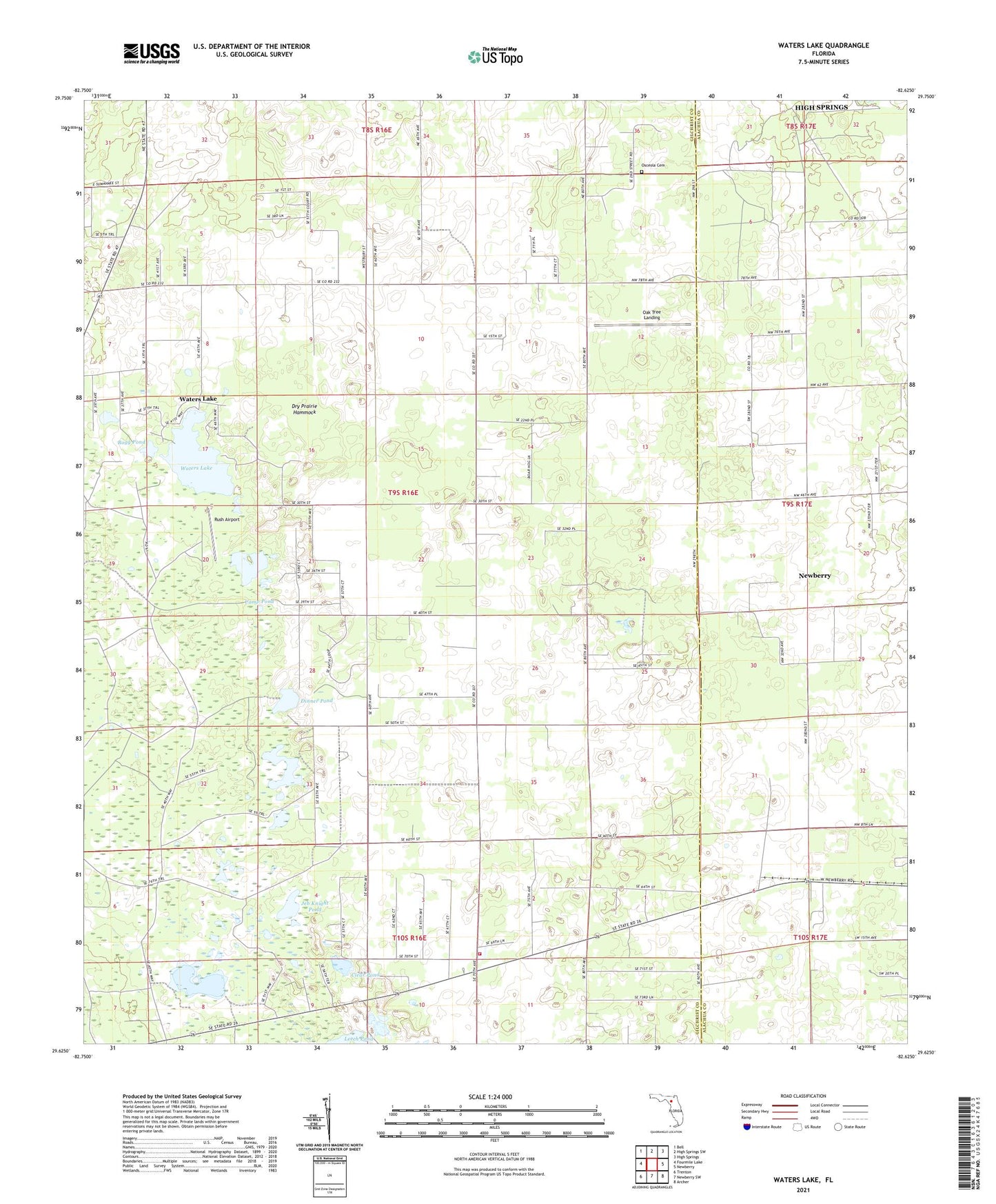 Waters Lake Florida US Topo Map Image