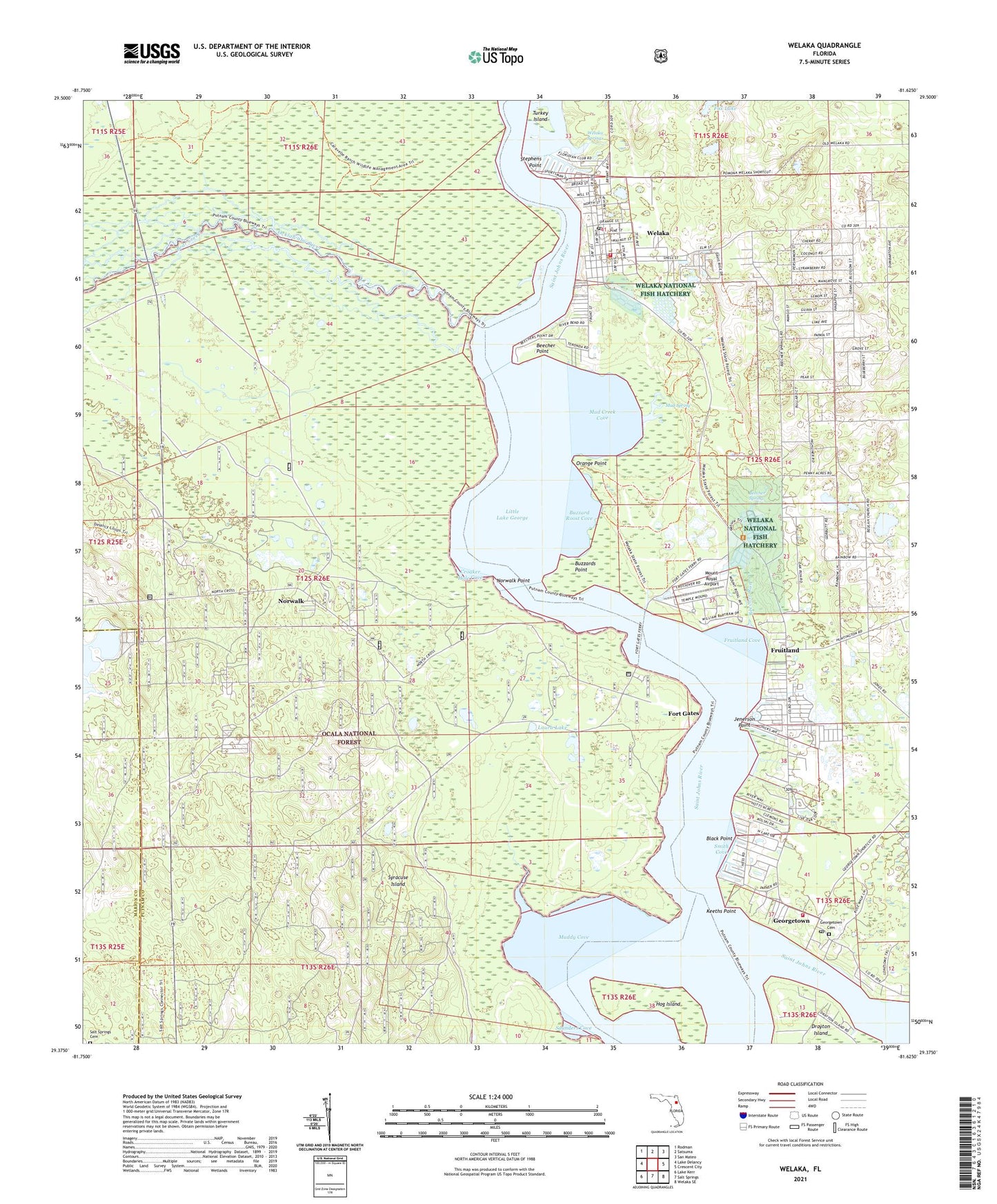 Welaka Florida US Topo Map Image