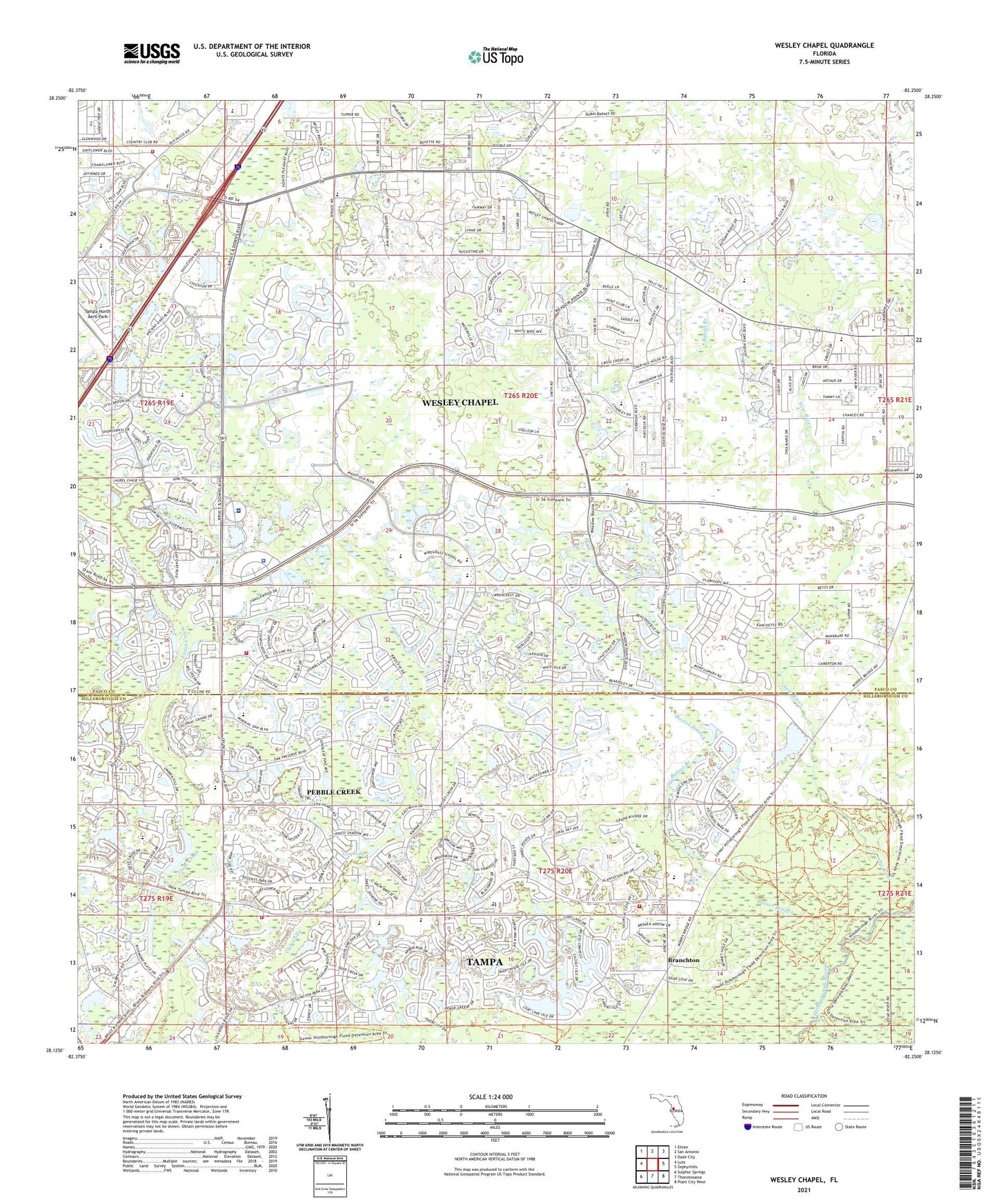 Wesley Chapel Florida US Topo Map Image