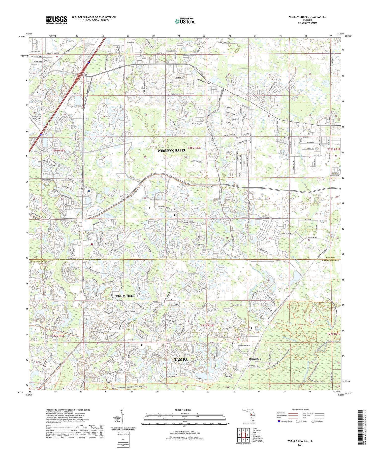 Wesley Chapel Florida US Topo Map Image
