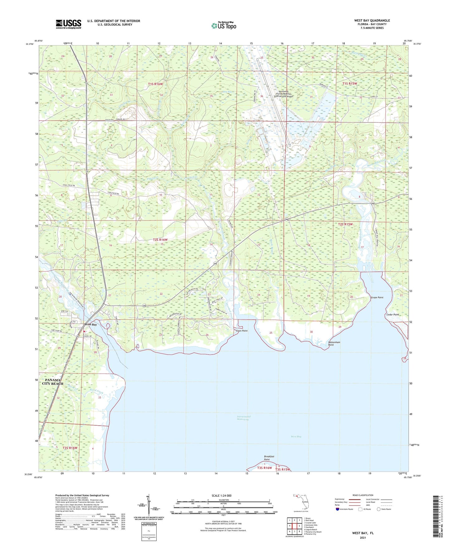 West Bay Florida US Topo Map Image