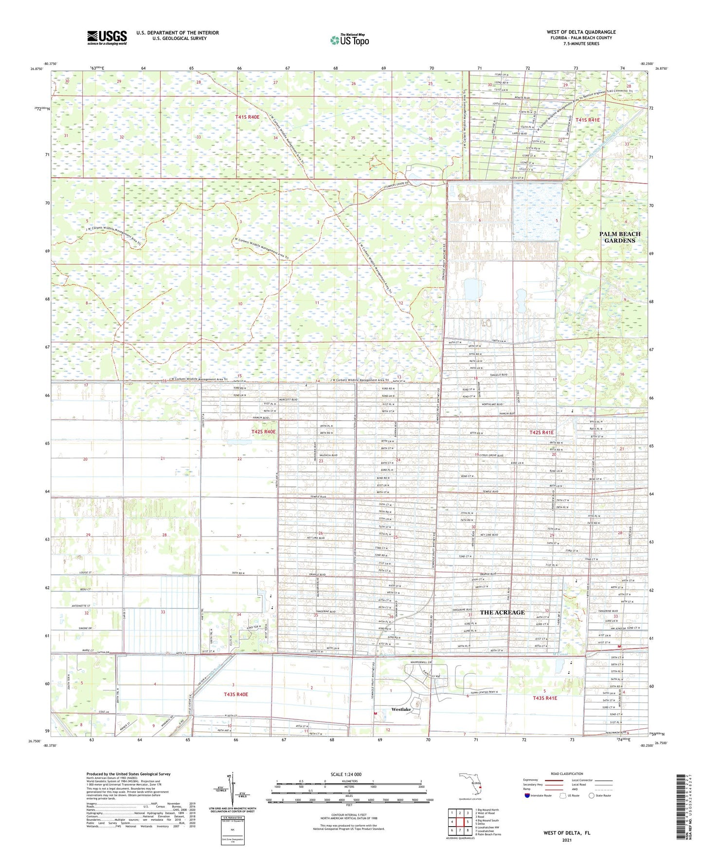 West of Delta Florida US Topo Map Image