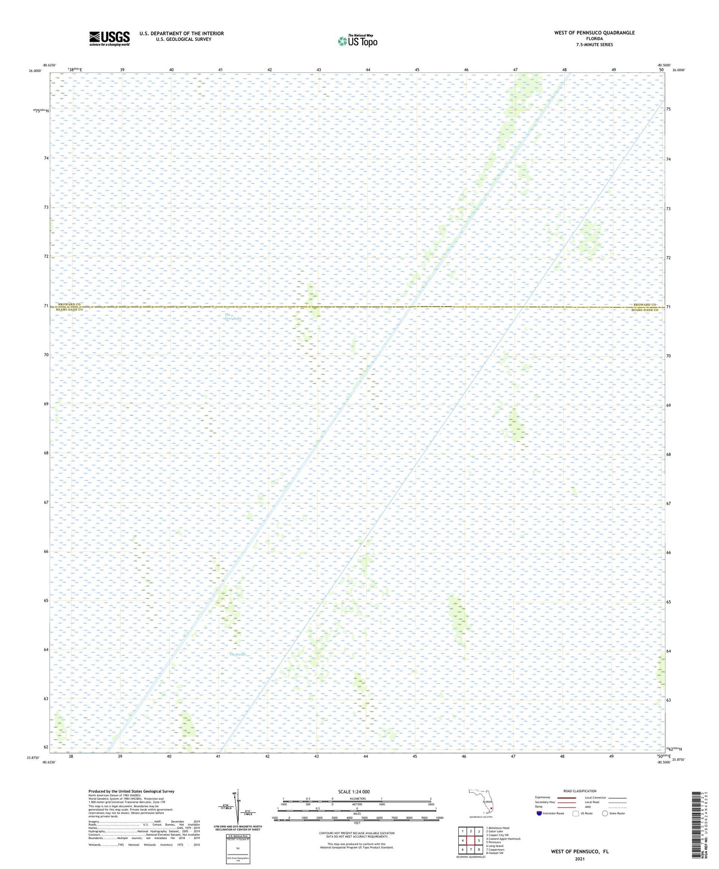 West of Pennsuco Florida US Topo Map Image