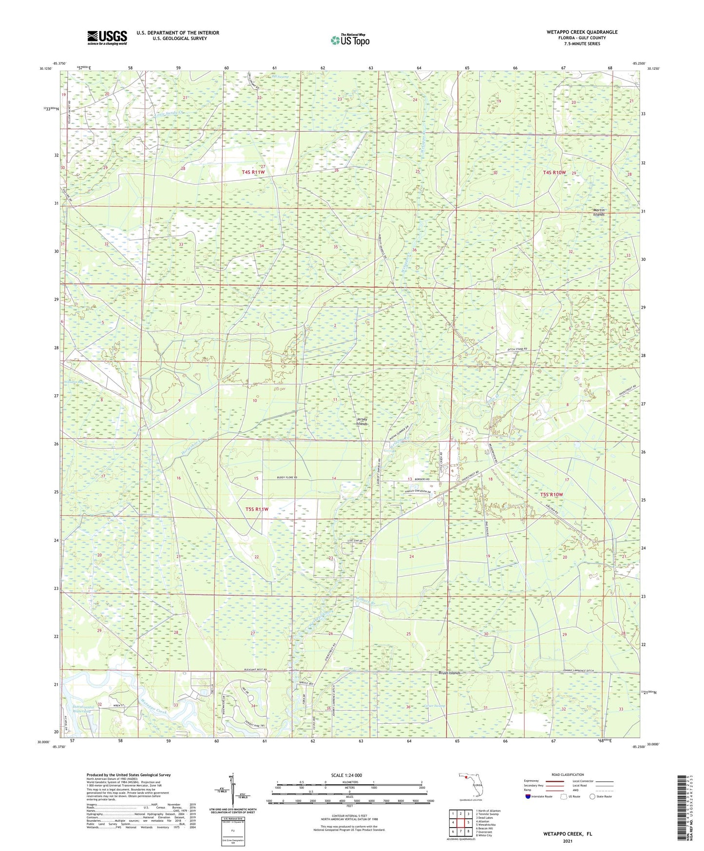 Wetappo Creek Florida US Topo Map Image
