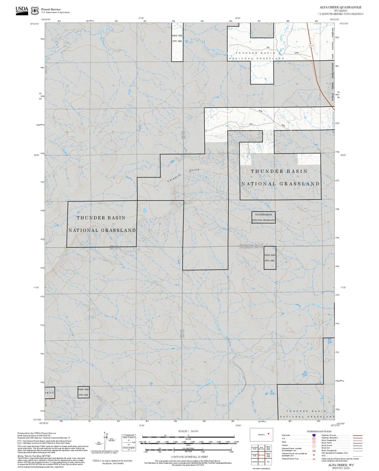 2025 Forest Service Topo Map of Alta Creek Wyoming