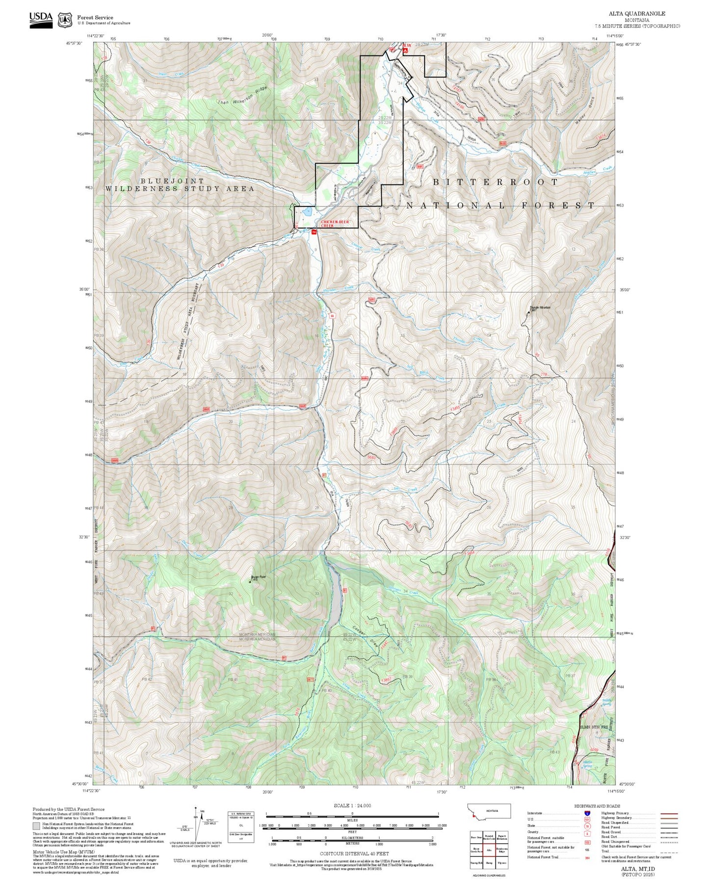 2025 Forest Service Topo Map of Alta Montana