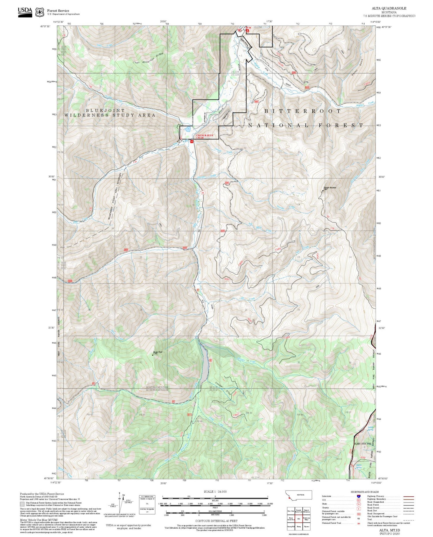 2025 Forest Service Topo Map of Alta Montana
