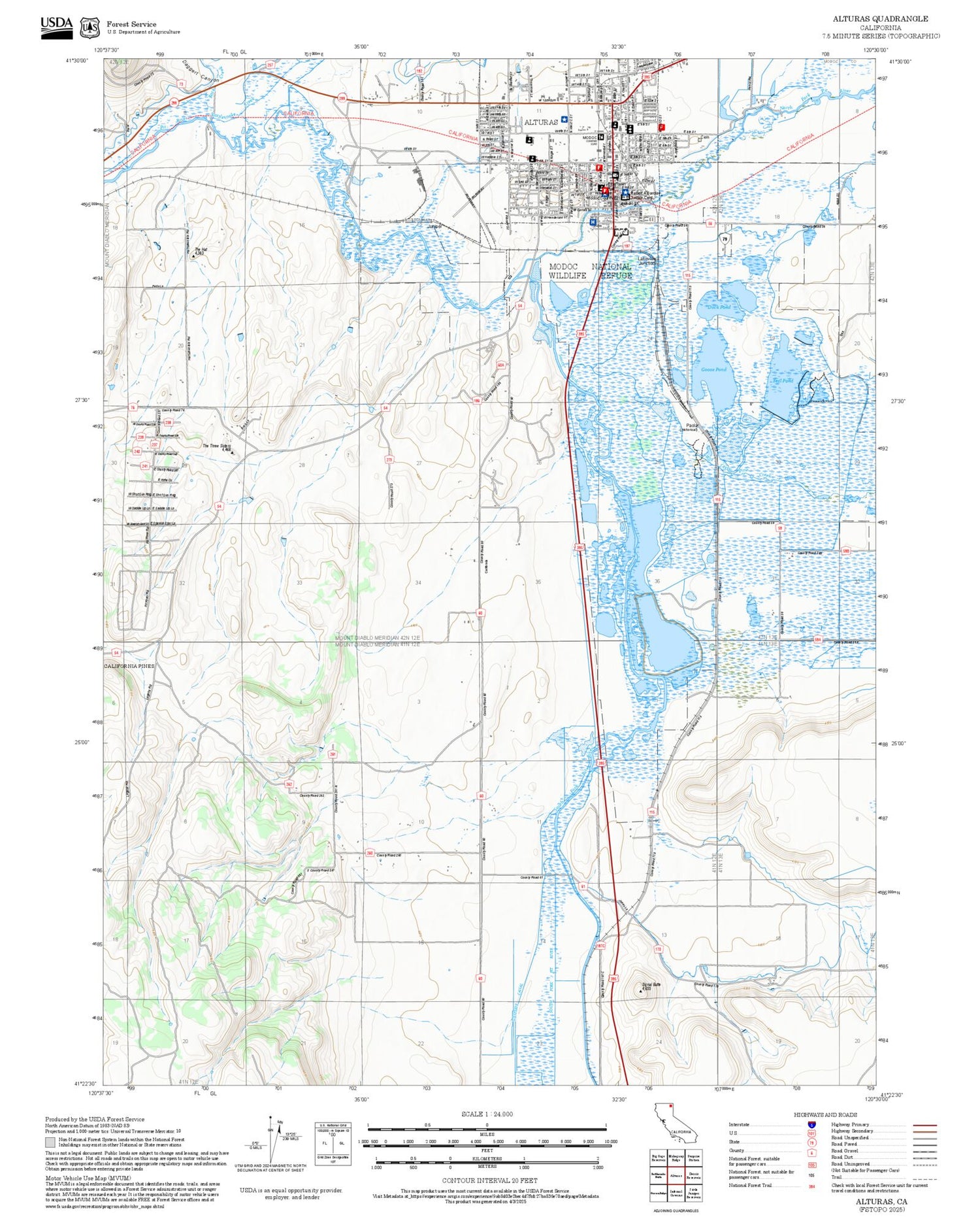 2025 Forest Service Topo Map of Alturas California