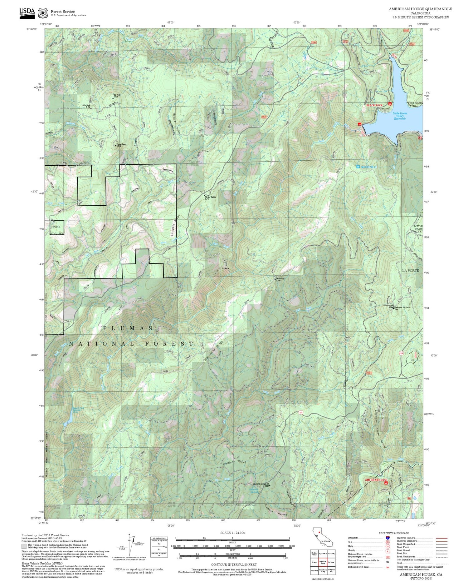 2025 Forest Service Topo Map of American House California