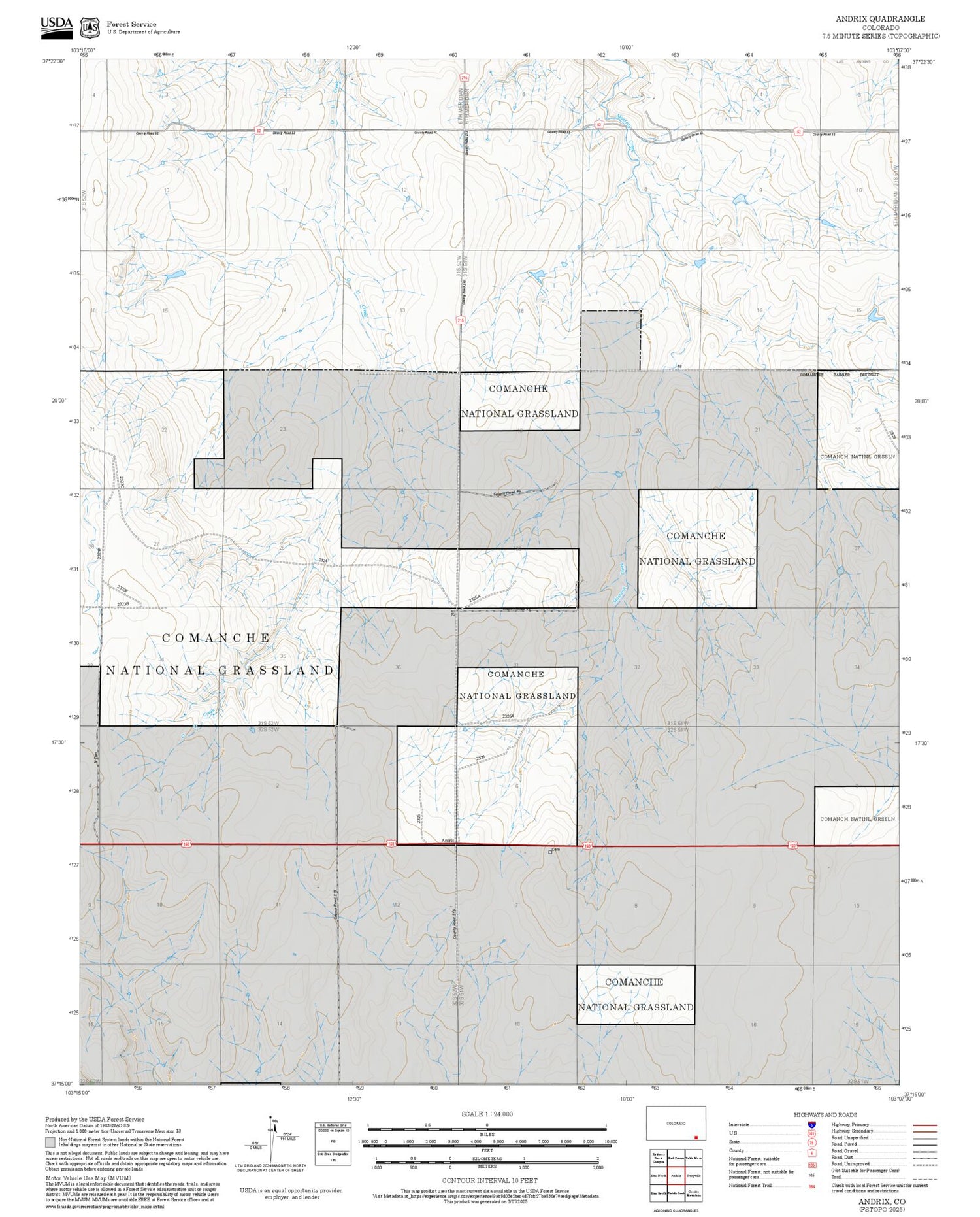 2025 Forest Service Topo Map of Andrix Colorado