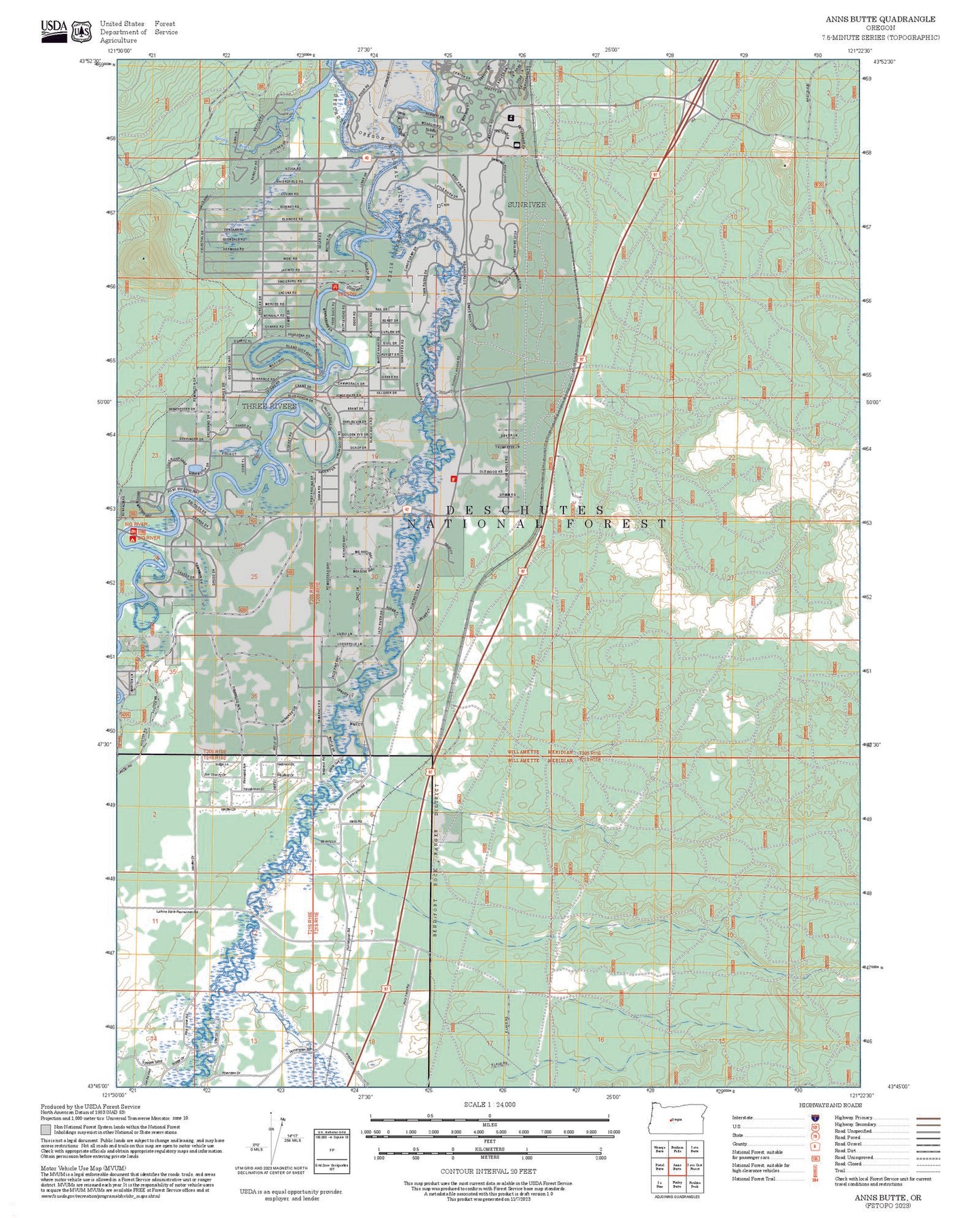 2025 Forest Service Topo Map of Anns Butte Oregon