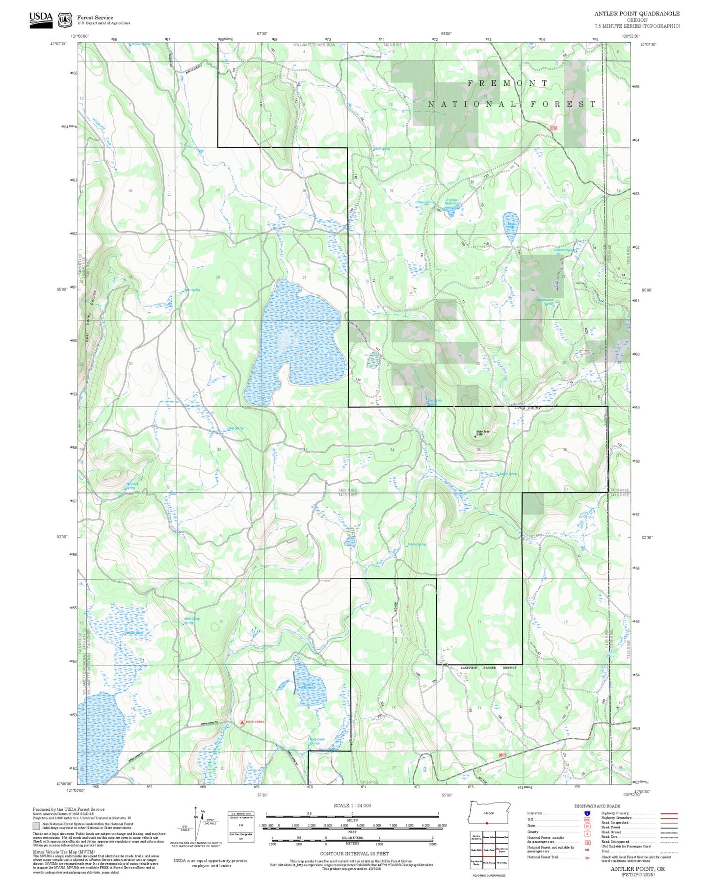 2025 Forest Service Topo Map of Antler Point Oregon