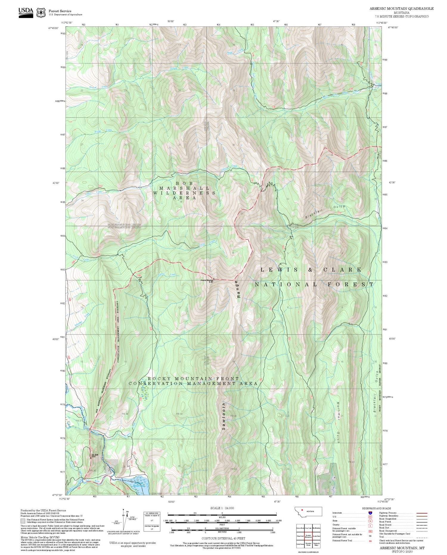 2025 Forest Service Topo Map of Arsenic Mountain Montana