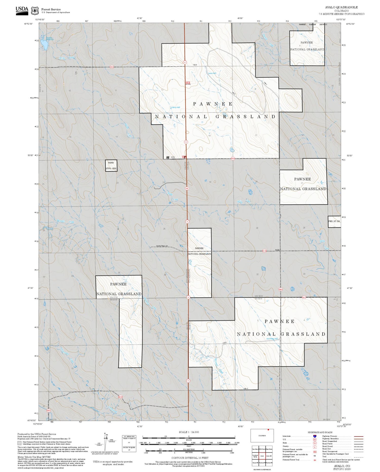 2025 Forest Service Topo Map of Avalo Colorado