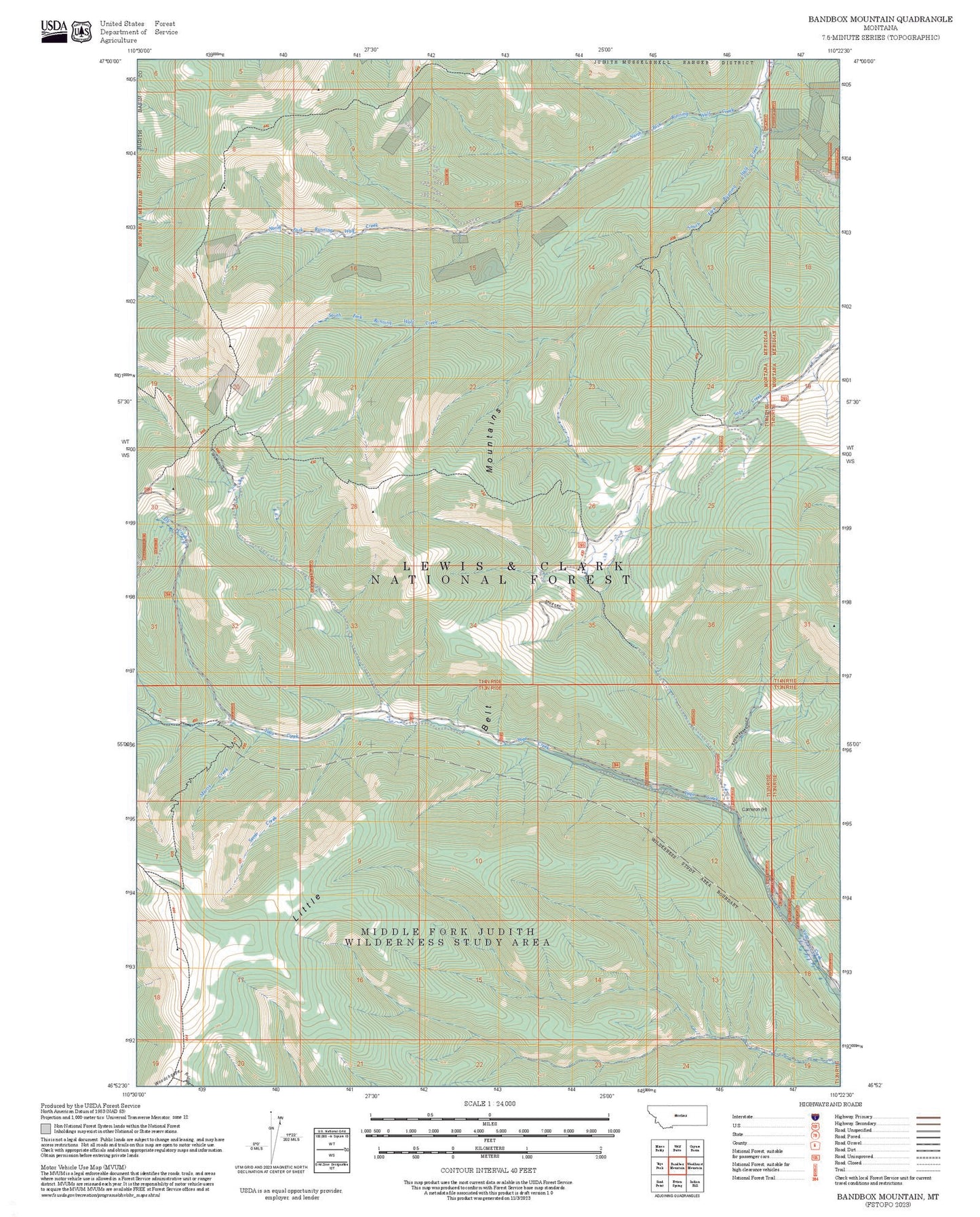 2025 Forest Service Topo Map of Bandbox Mountain Montana