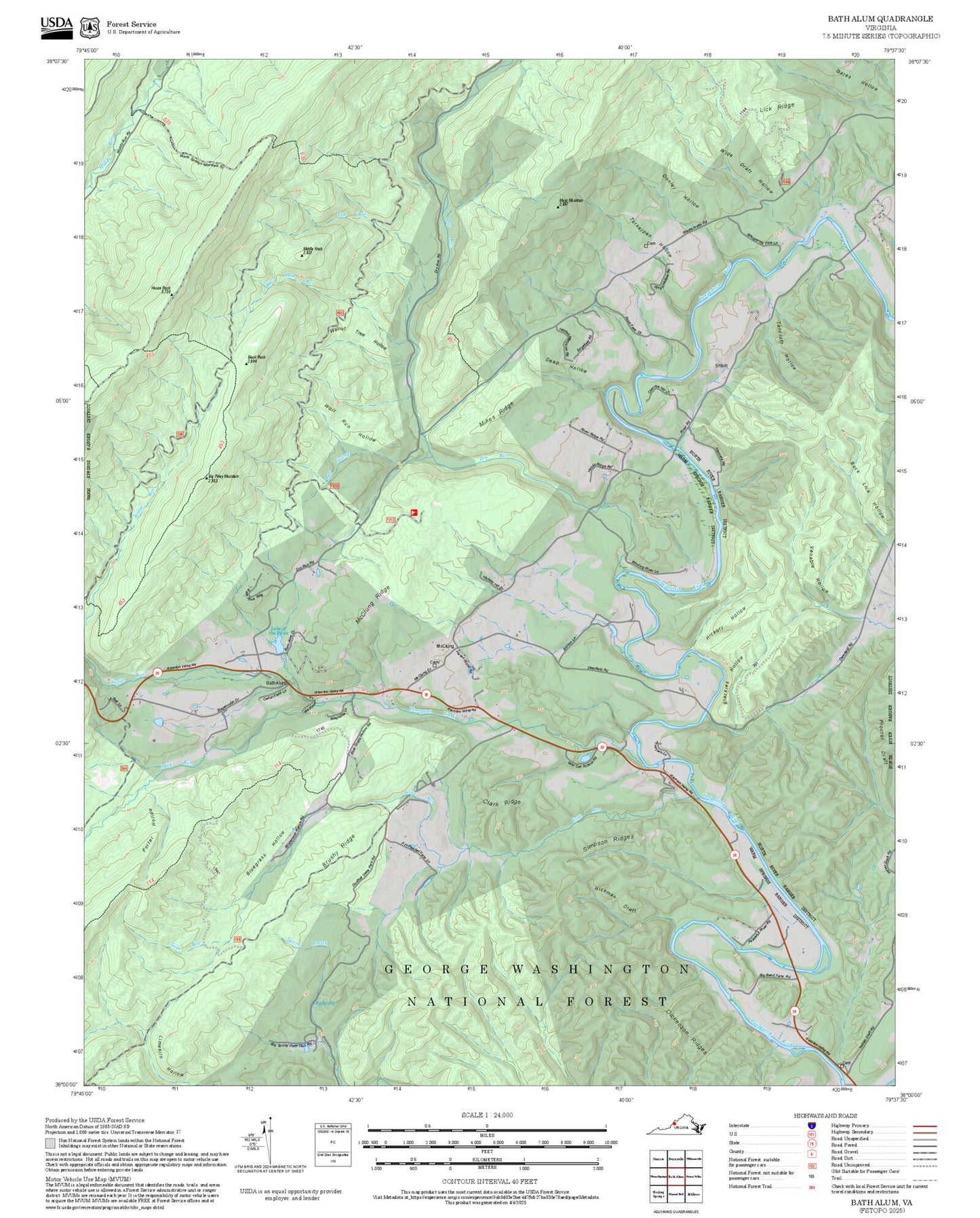2025 Forest Service Topo Map of Bath Alum Virginia