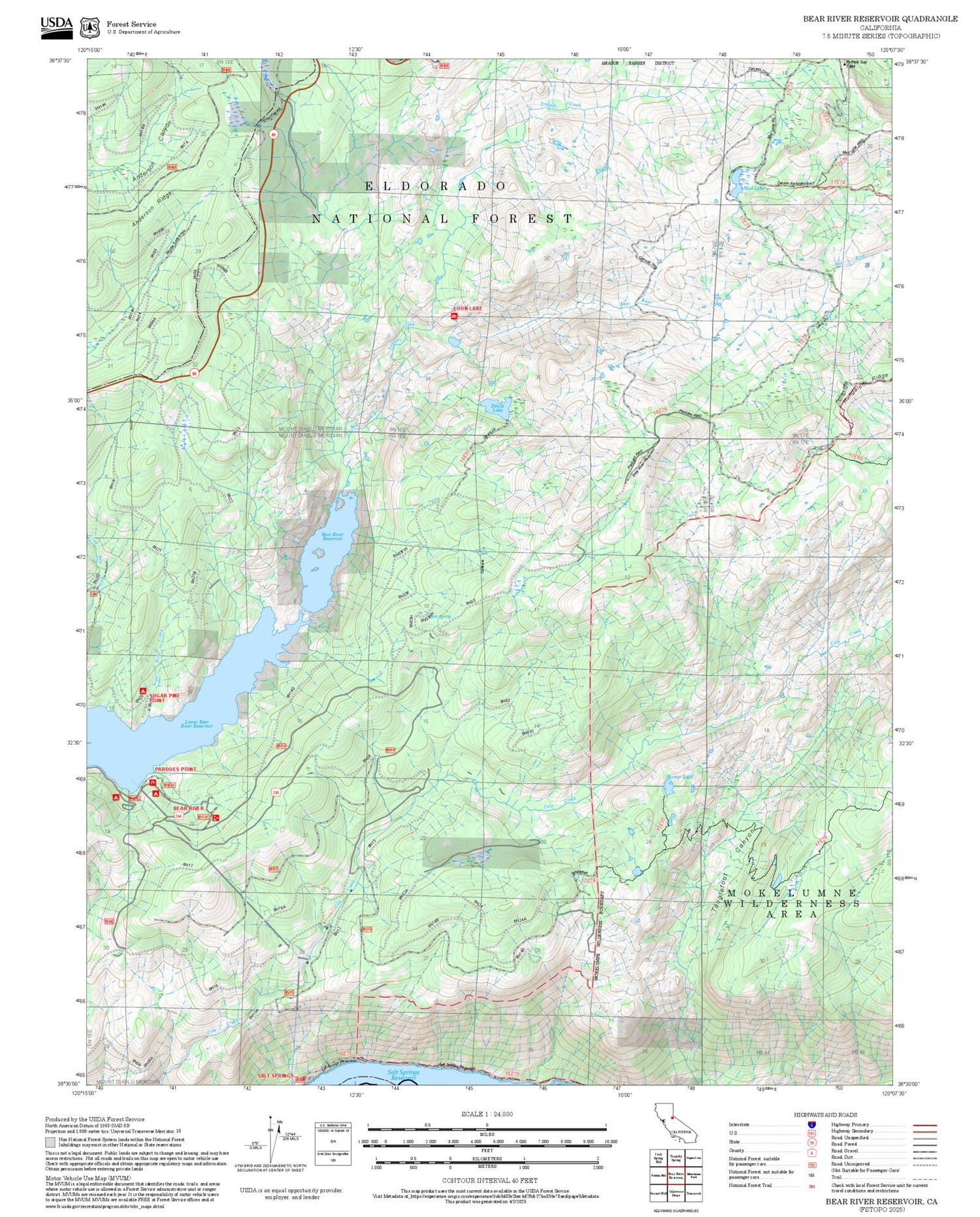 2025 Forest Service Topo Map of Bear River Reservoir California